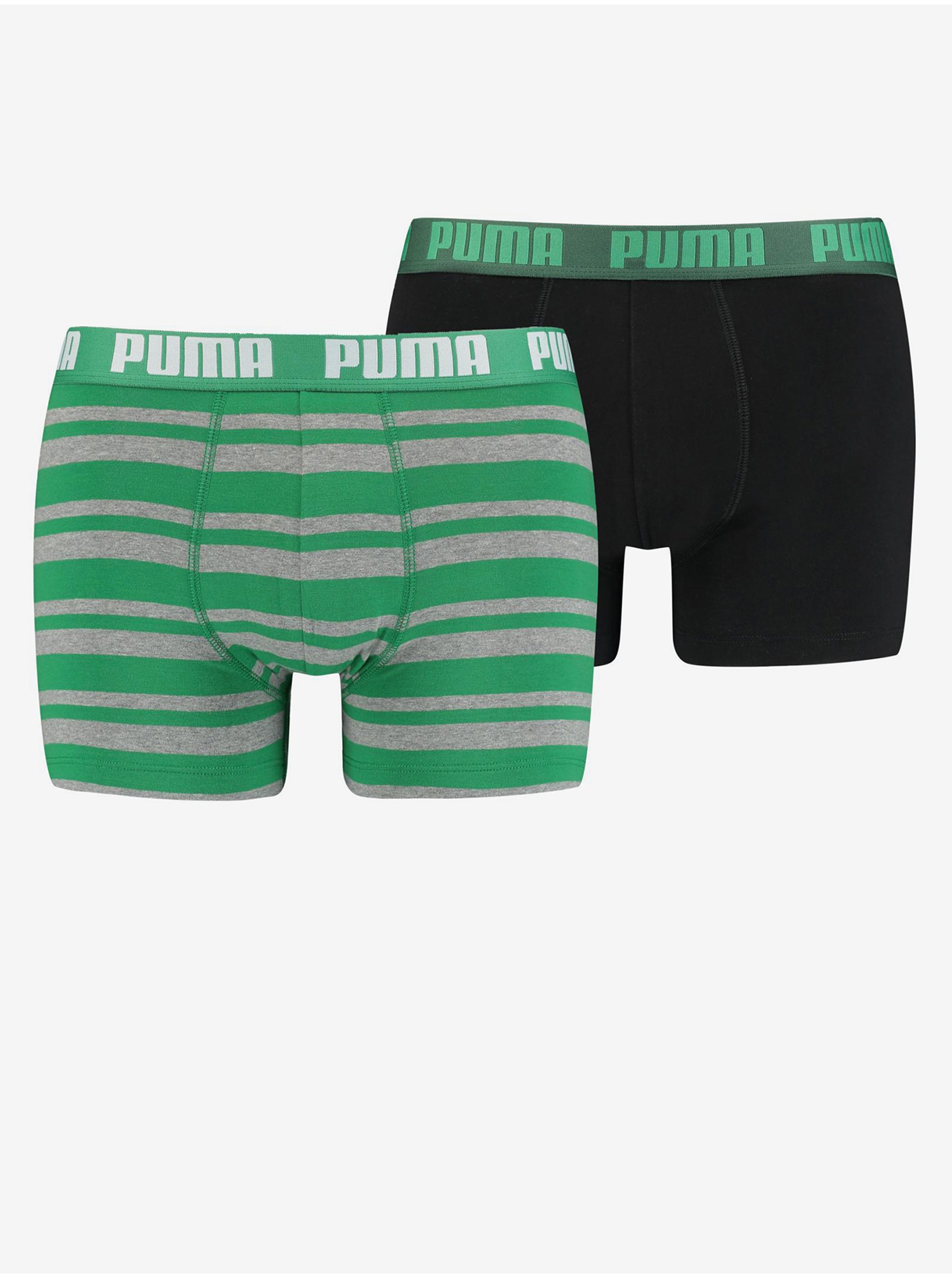 Lacno Sada dvoch pánskych boxerok v čiernej a zelenej farbe Puma