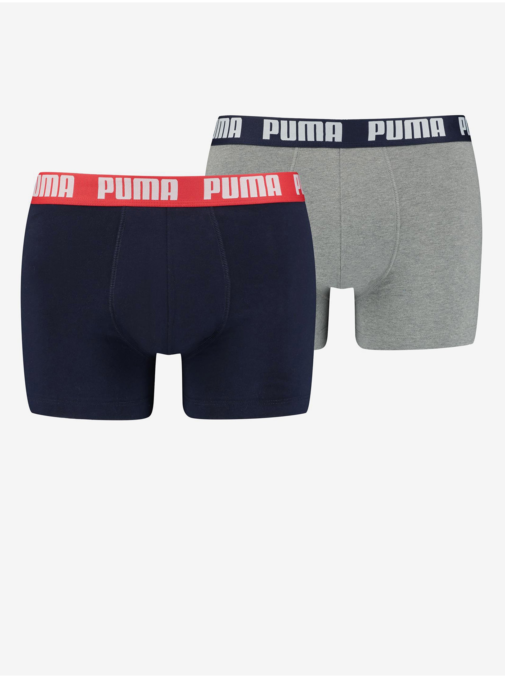 E-shop Sada dvou pánských boxerek ve světle šedé a tmavě modré barvě Puma