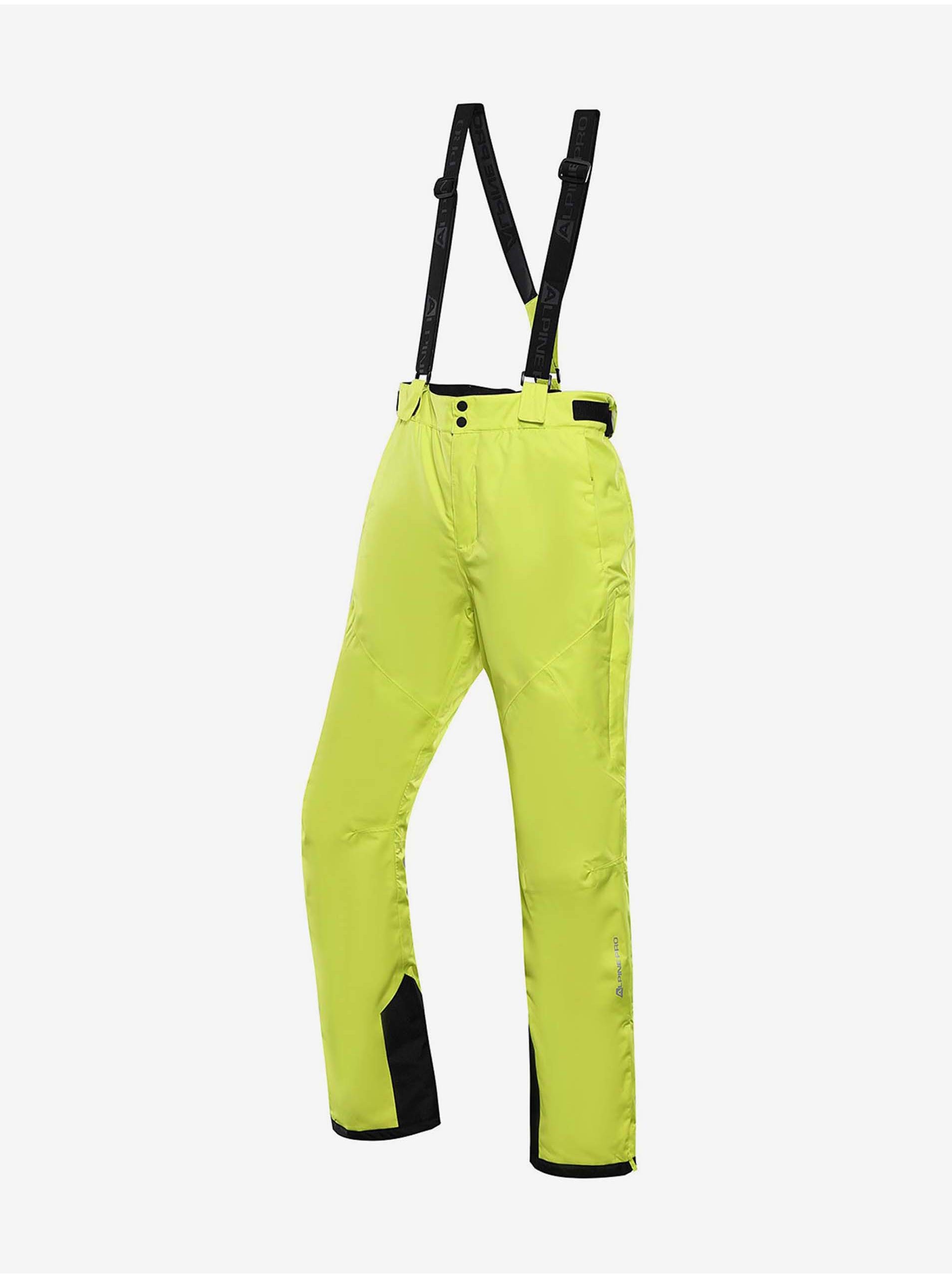 Levně Neonově zelené pánské lyžařské kalhoty Alpine Pro SANGO 9