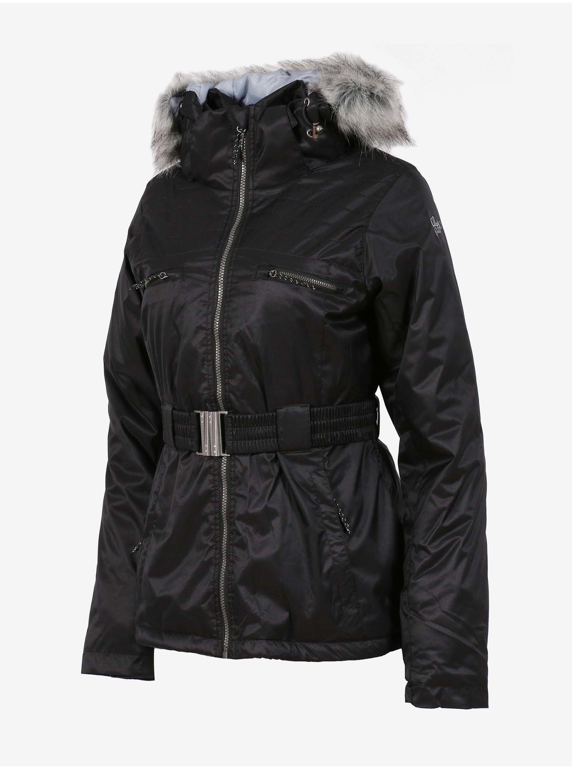 Levně Černá dámská bunda s umělým kožíškem Alpine Pro DOSOJINA