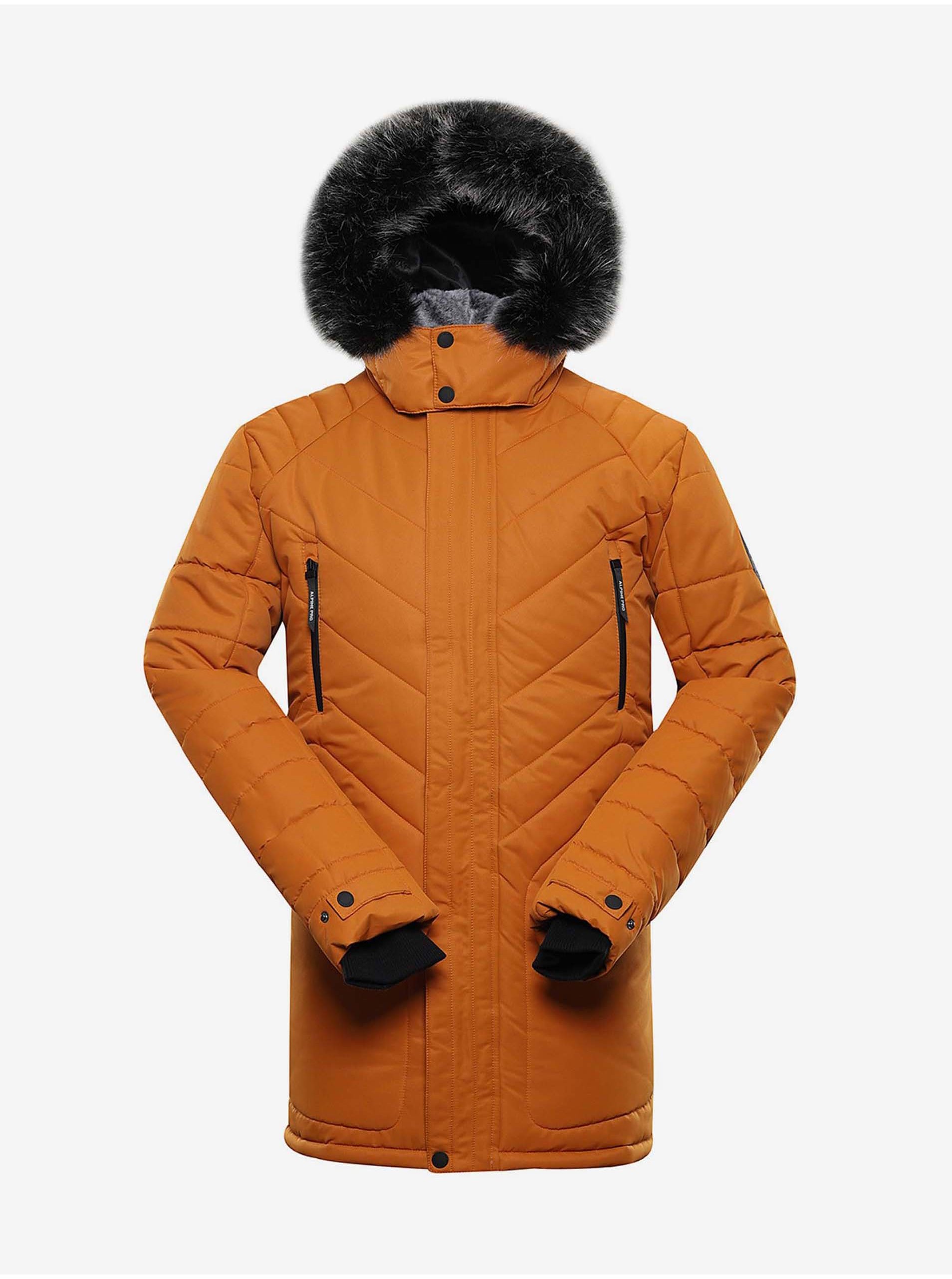 Levně Hnědá pánská zimní bunda s kapucí Alpine Pro ICYB 6
