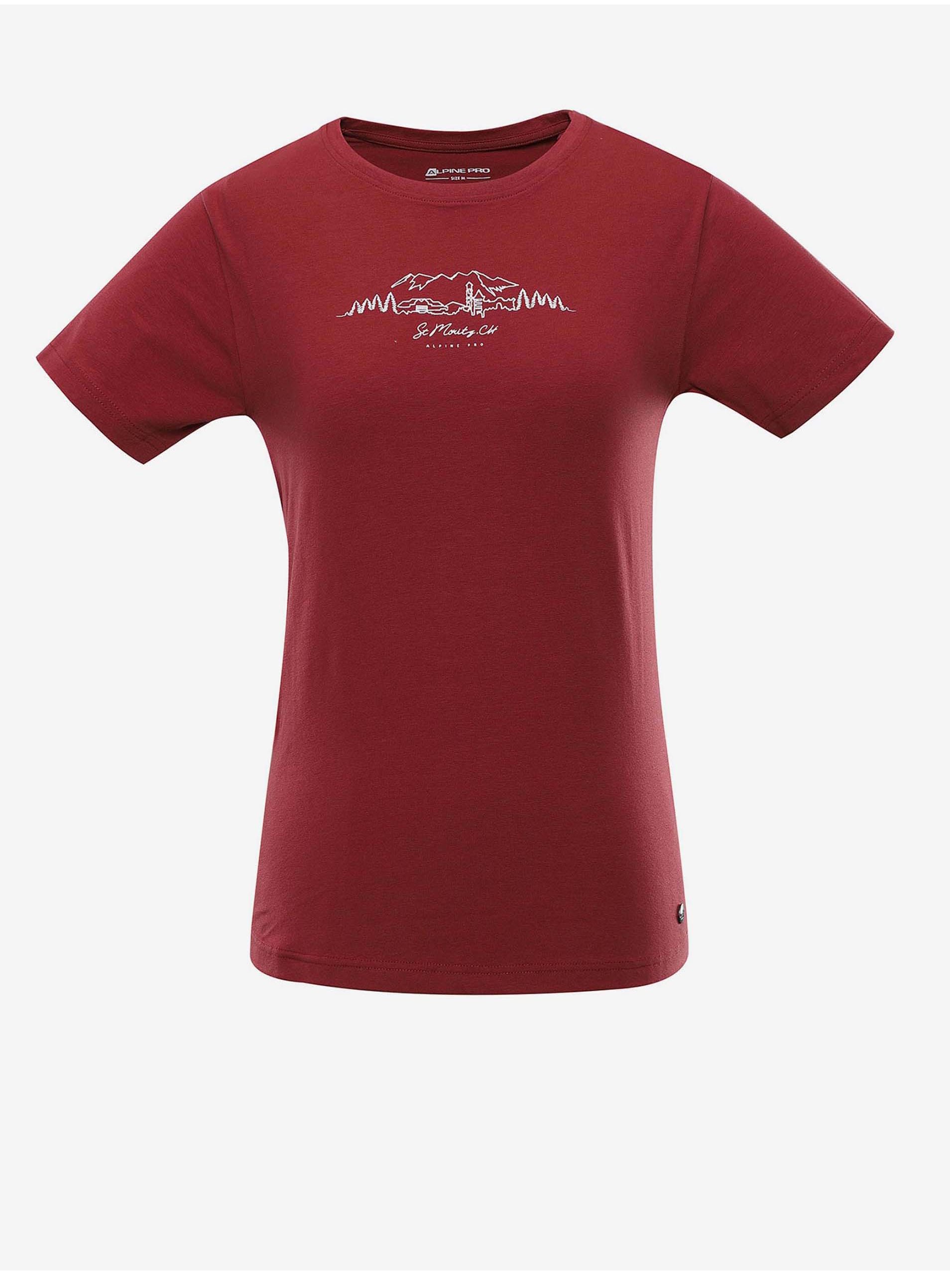 E-shop Vínové dámské tričko s potiskem Alpine Pro CEDRIKA 2