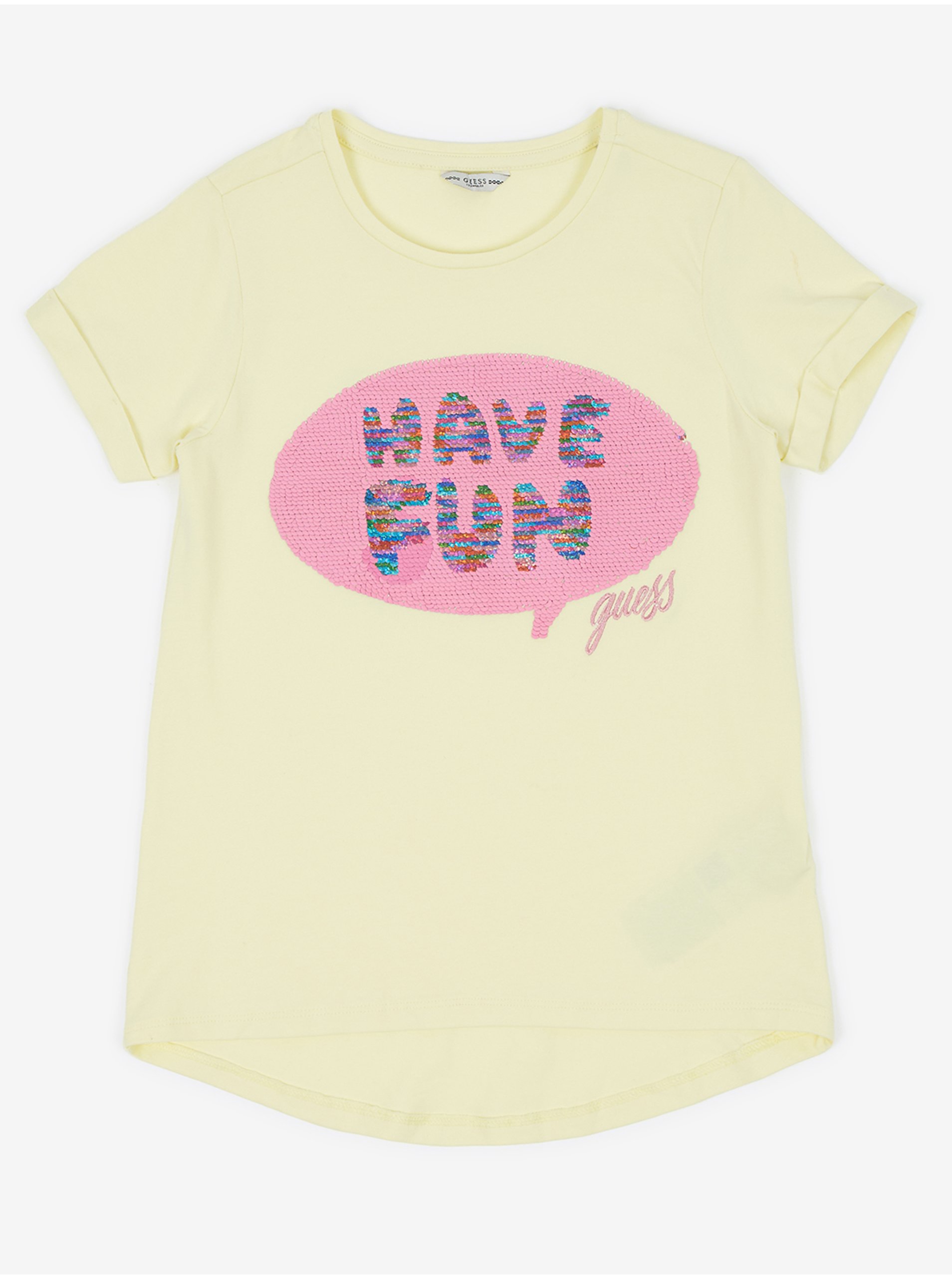 Lacno Svetložlté dievčenské tričko Guess