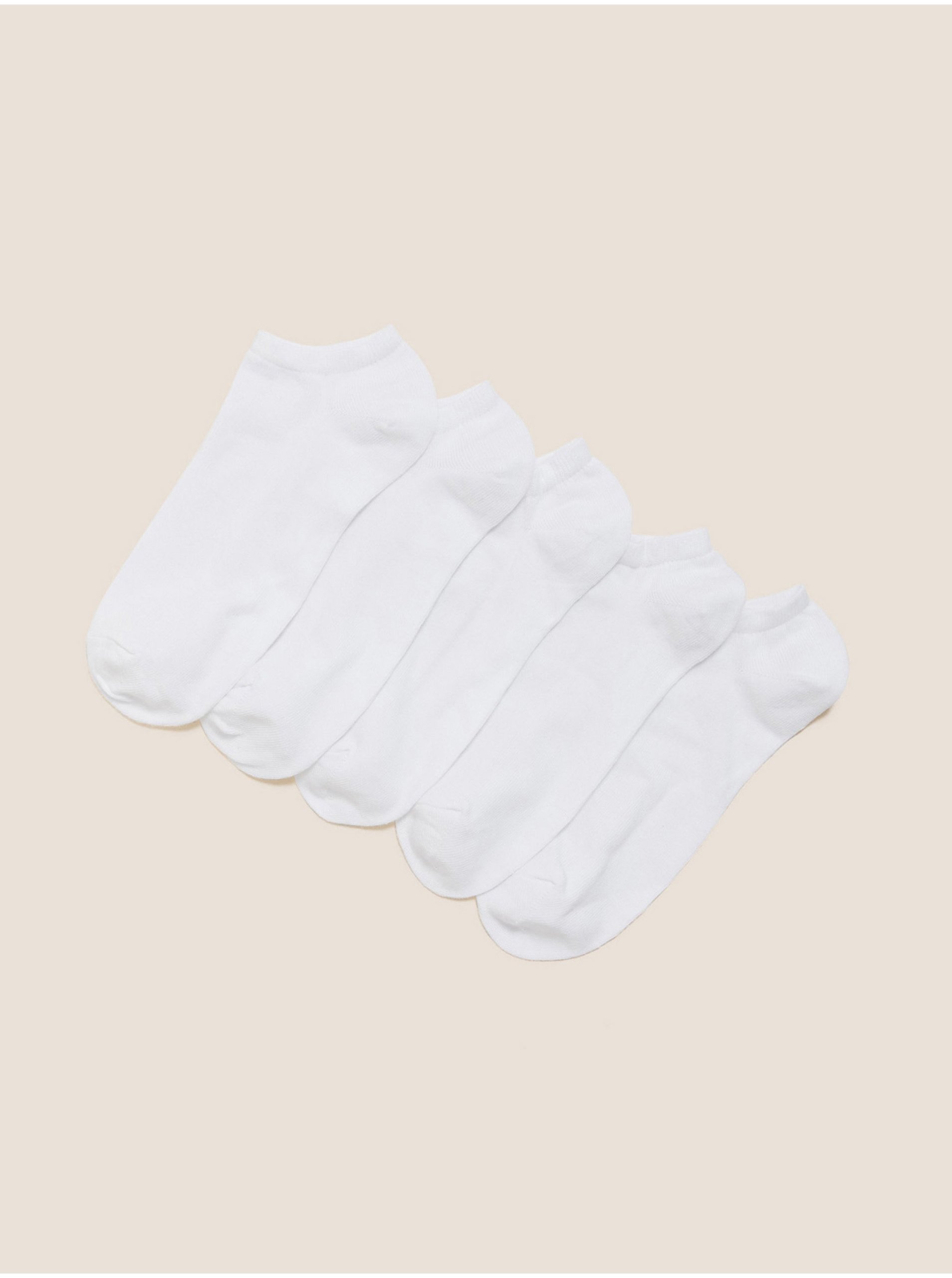 E-shop Sada pěti párů dámských ponožek v bílé barvě Marks & Spencer