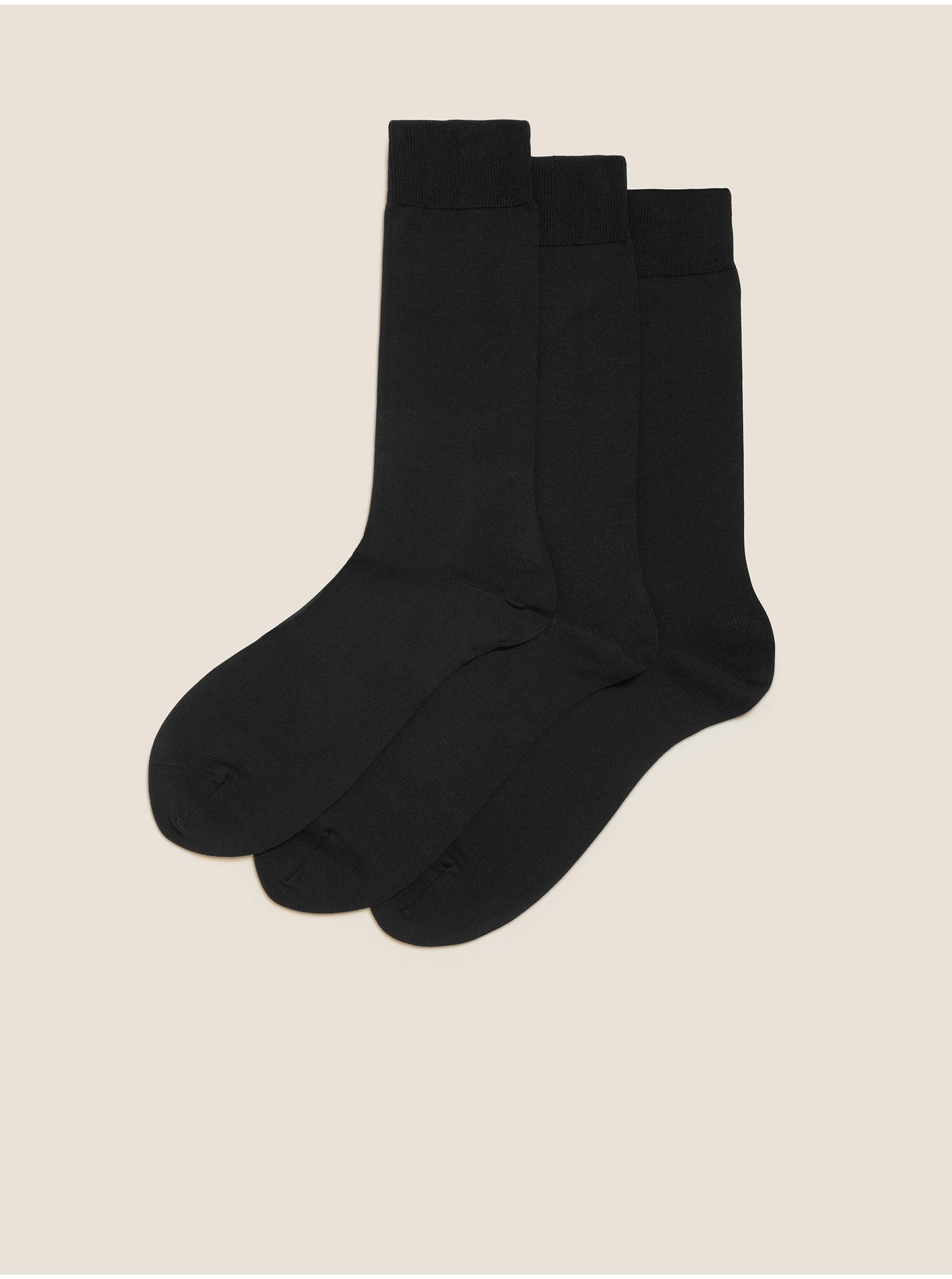 Levně 3 páry luxusních ponožek z egyptské bavlny Marks & Spencer černá