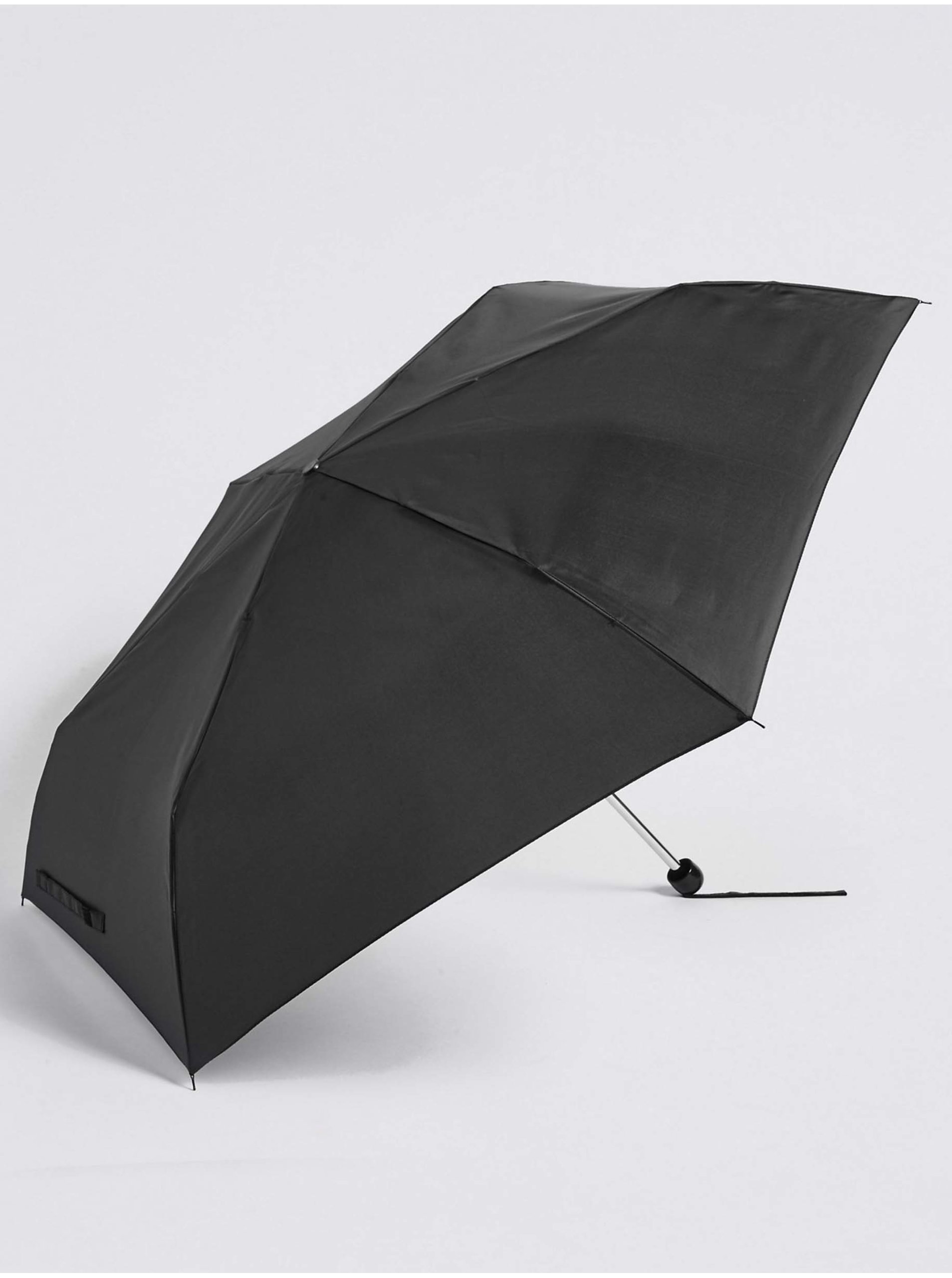 Levně Lesklý pevný deštník Marks & Spencer černá