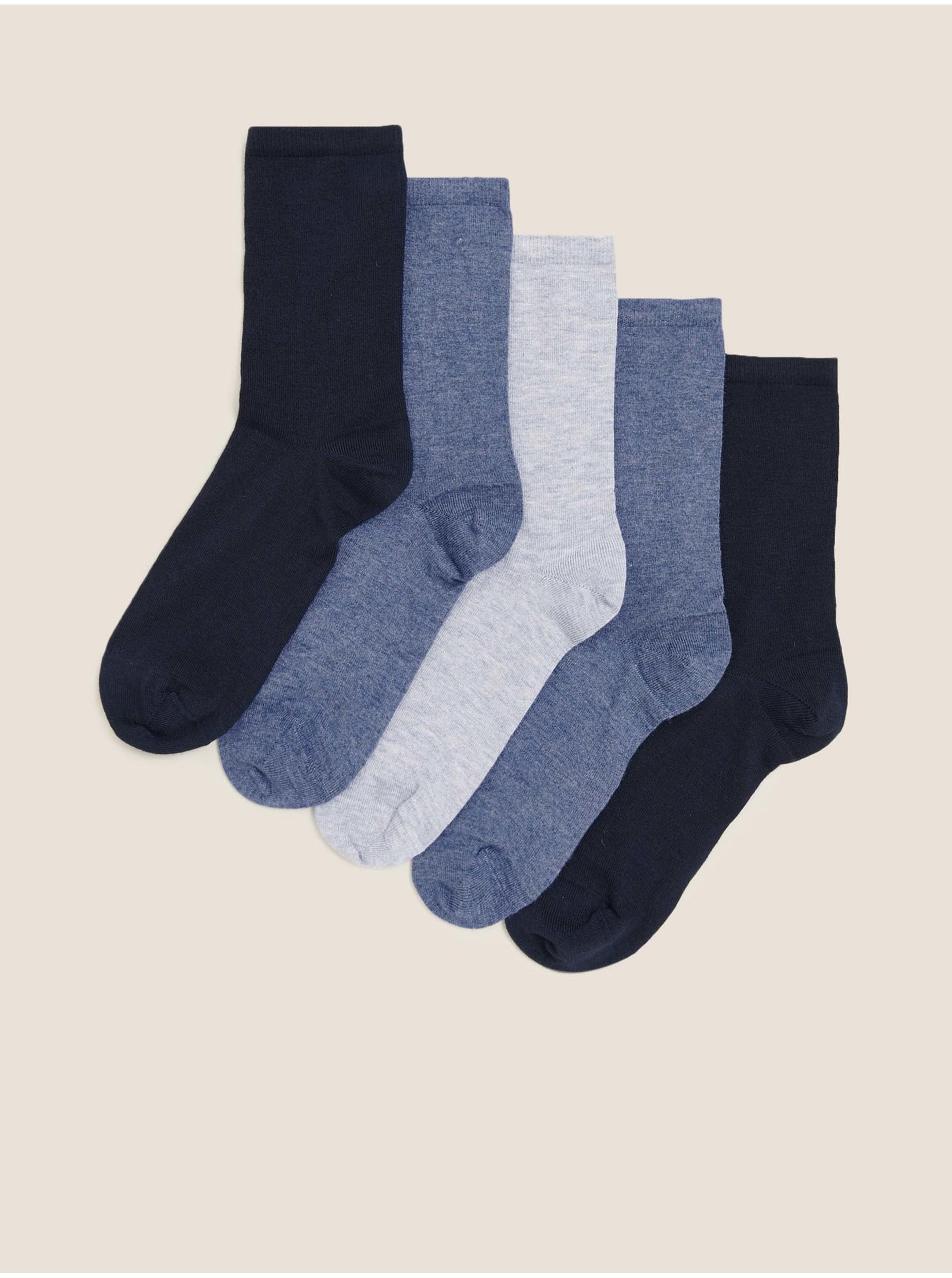Levně Sada pěti párů dámských ponožek v modré barvě Marks & Spencer