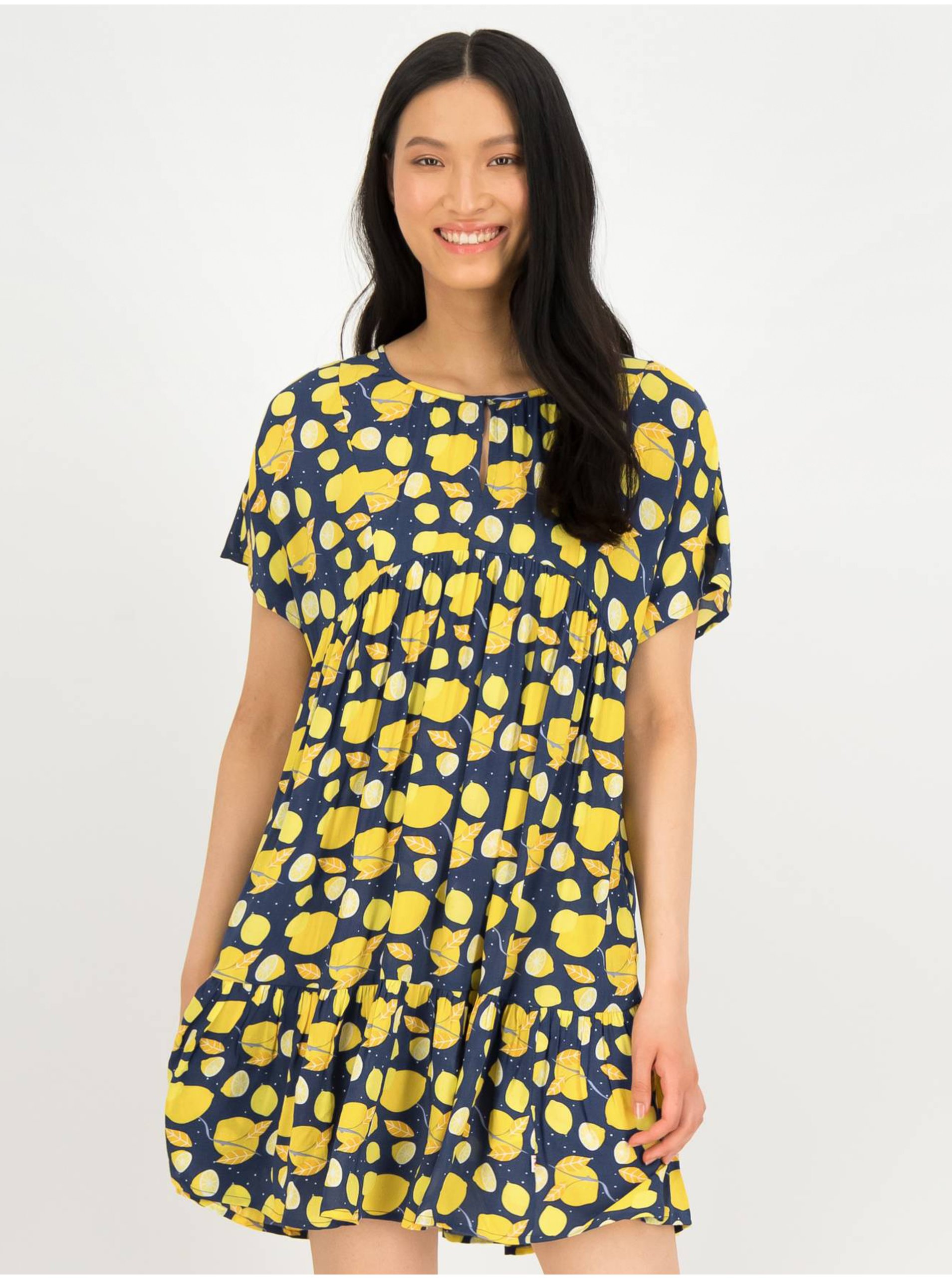 E-shop Žluto-tmavě modré vzorované šaty Blutsgeschwister