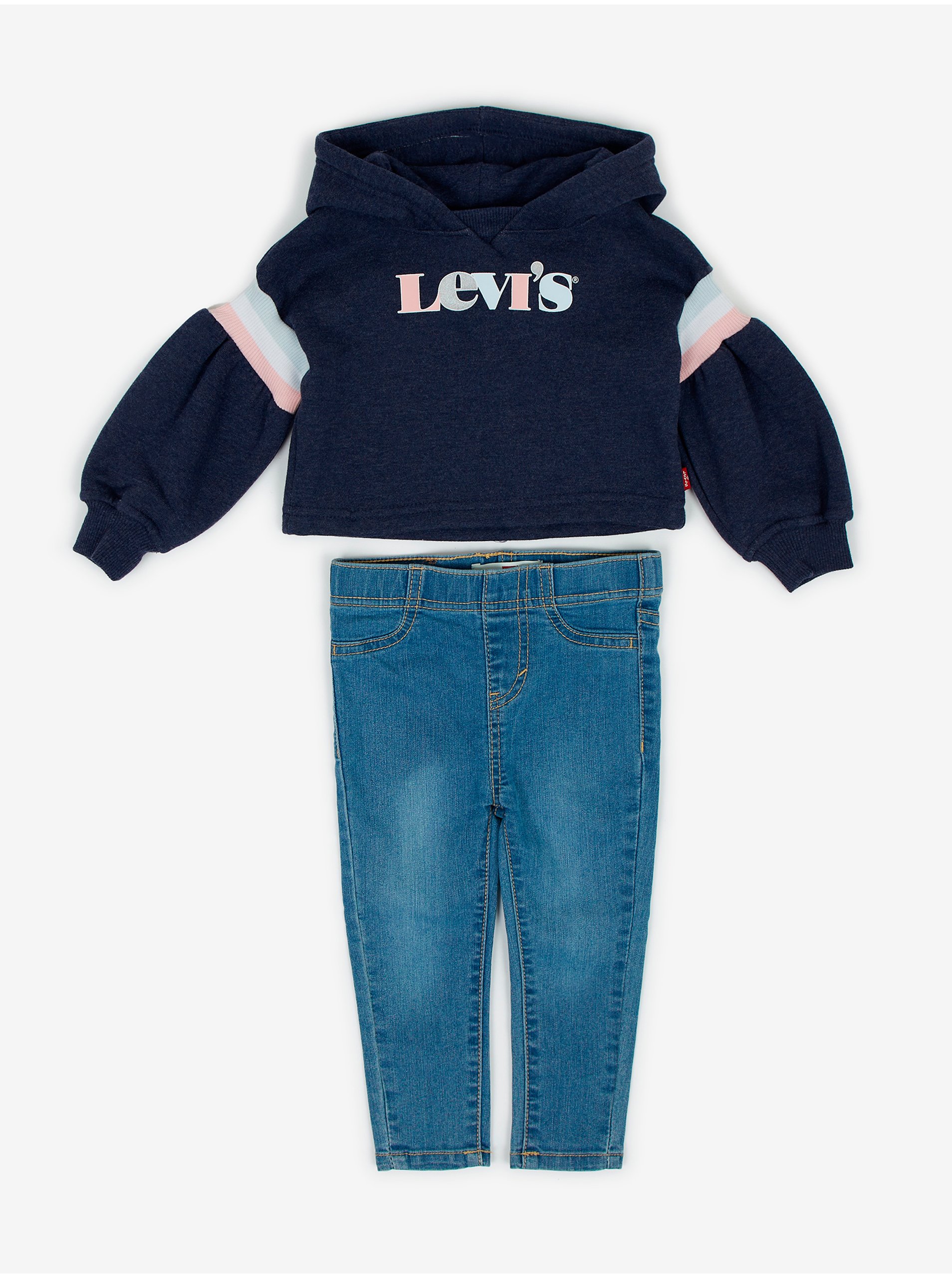 Lacno Modrý dievčenský set riflí a mikiny s kapucňou Levi's®