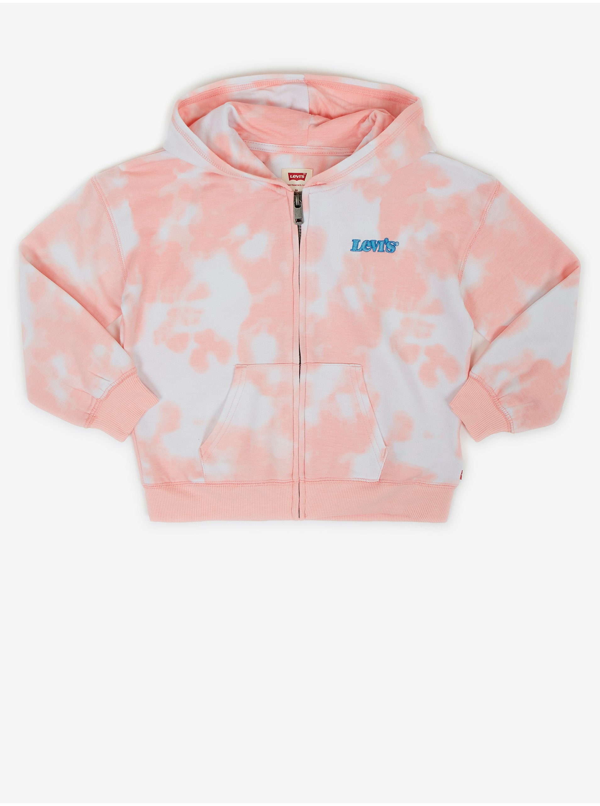 E-shop Bílo-růžová holčičí batikovaná mikina se zipem a s kapucí Levi's®