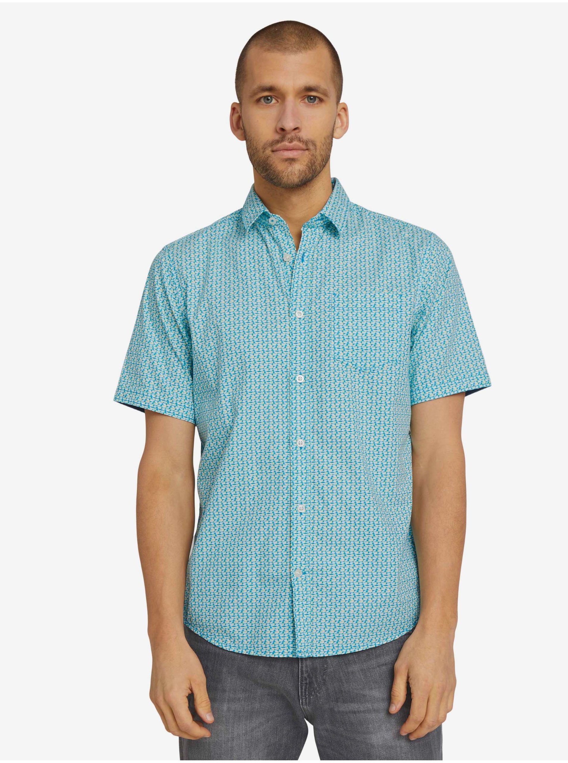 E-shop Světle modrá pánská vzorovaná košile s krátkým rukávem Tom Tailor