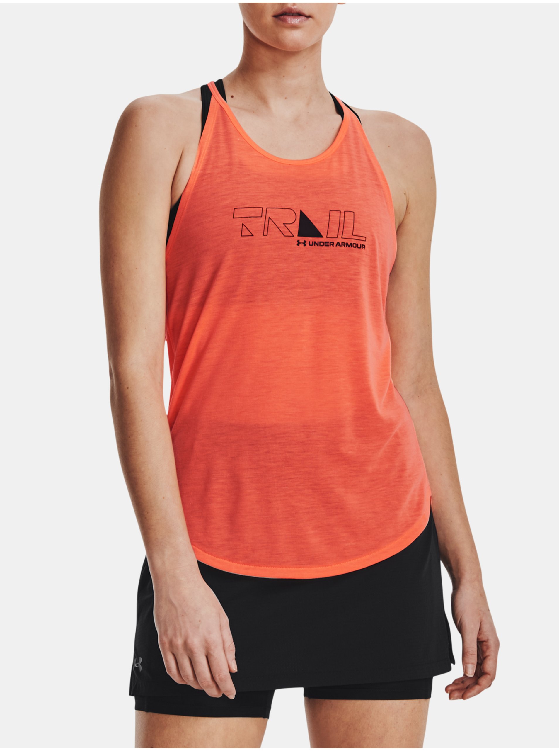 Levně Oranžové dámské tílko Under Armour UA Run Trail Tank