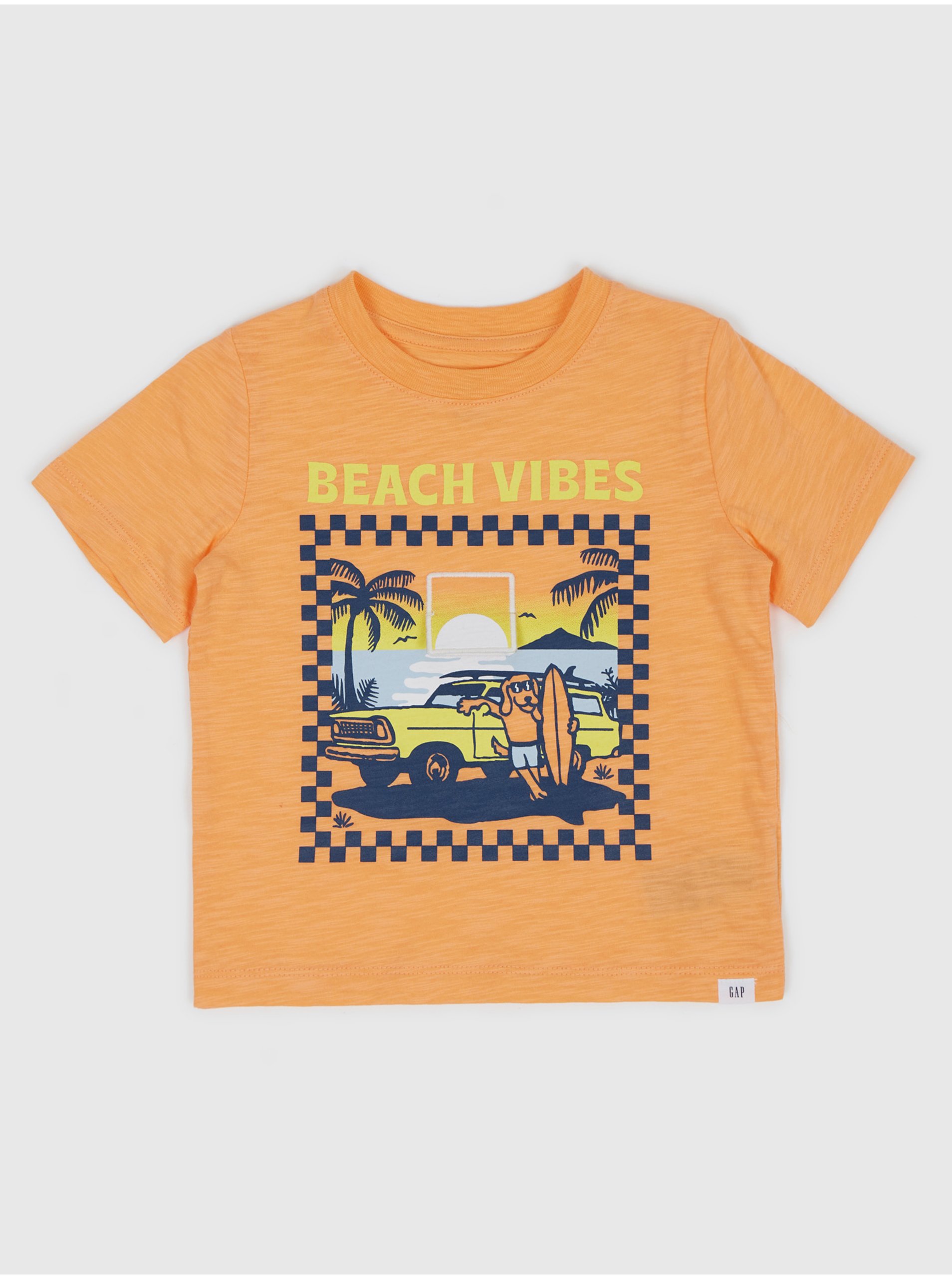 Lacno Oranžové chlapčenské melírované tričko GAP Beach Vibes