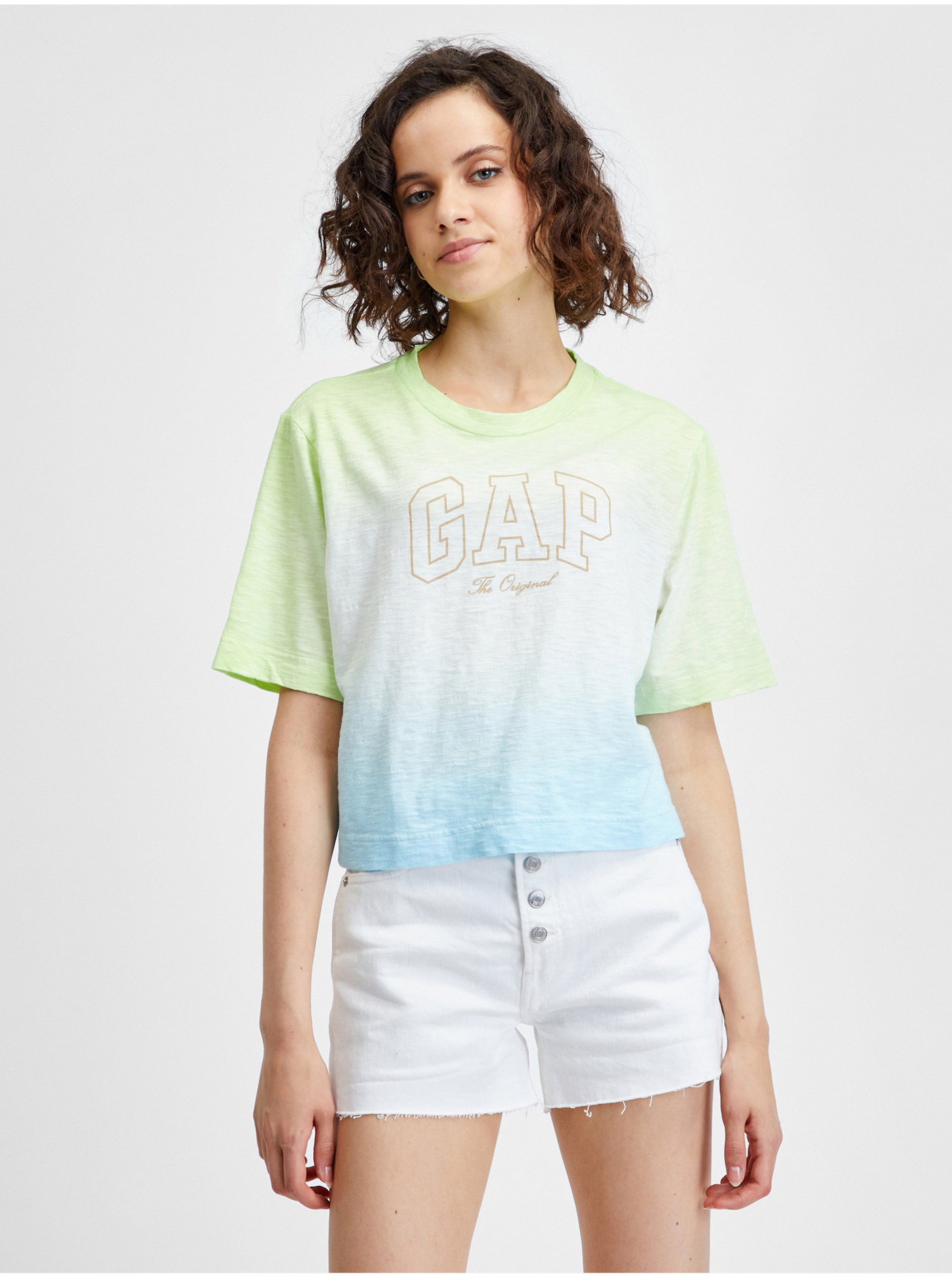 Levně Modro-zelené dámské tričko s logem GAP