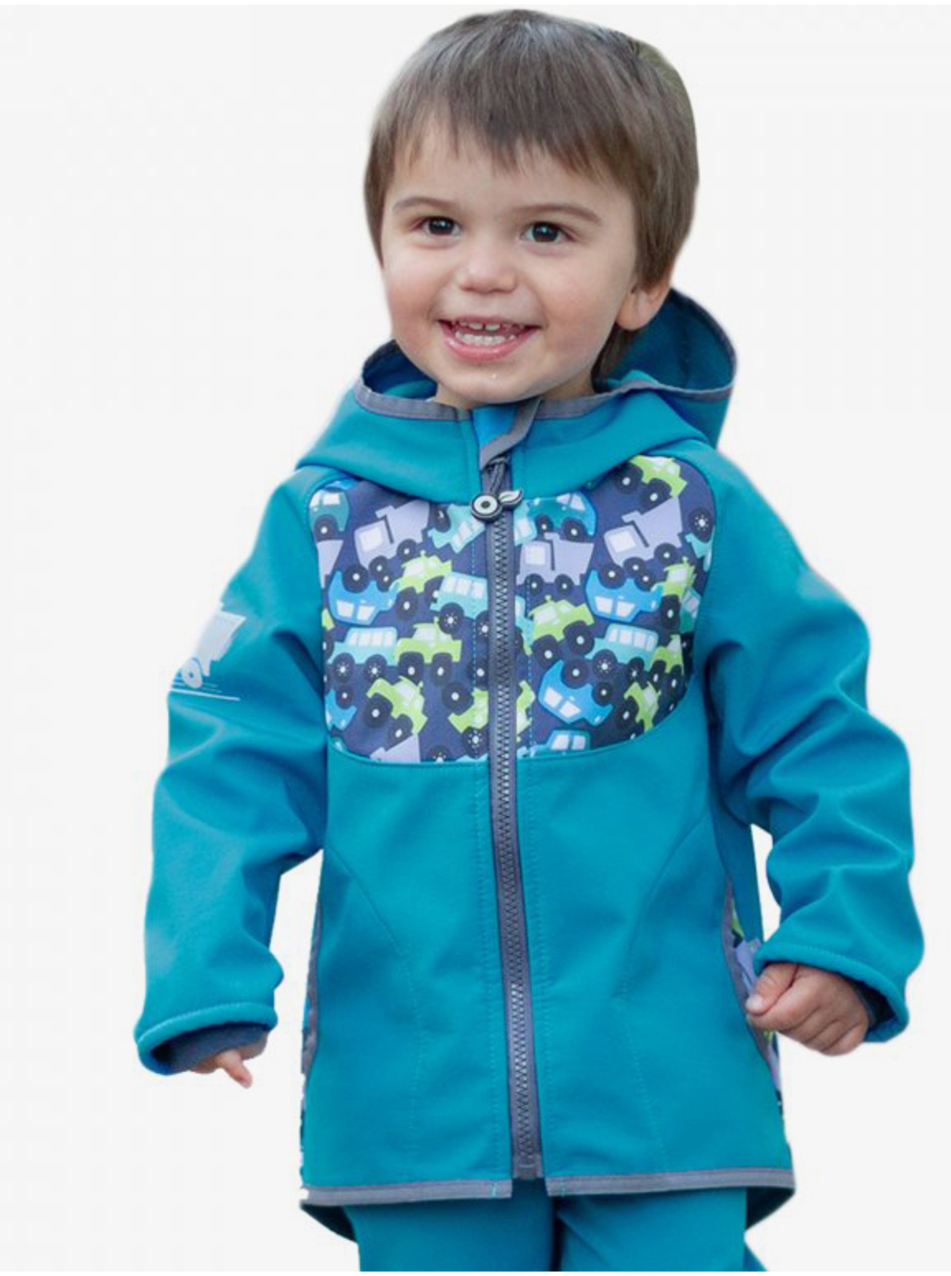 Lacno Modrá chlapčenská softshellová vzorovaná bunda Unuo