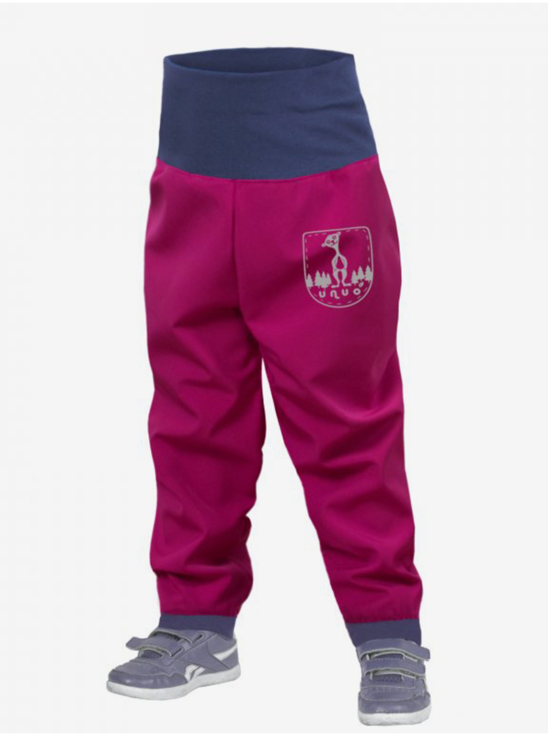 Levně Tmavě růžové holčičí softshellové kalhoty s vysokým pasem Unuo