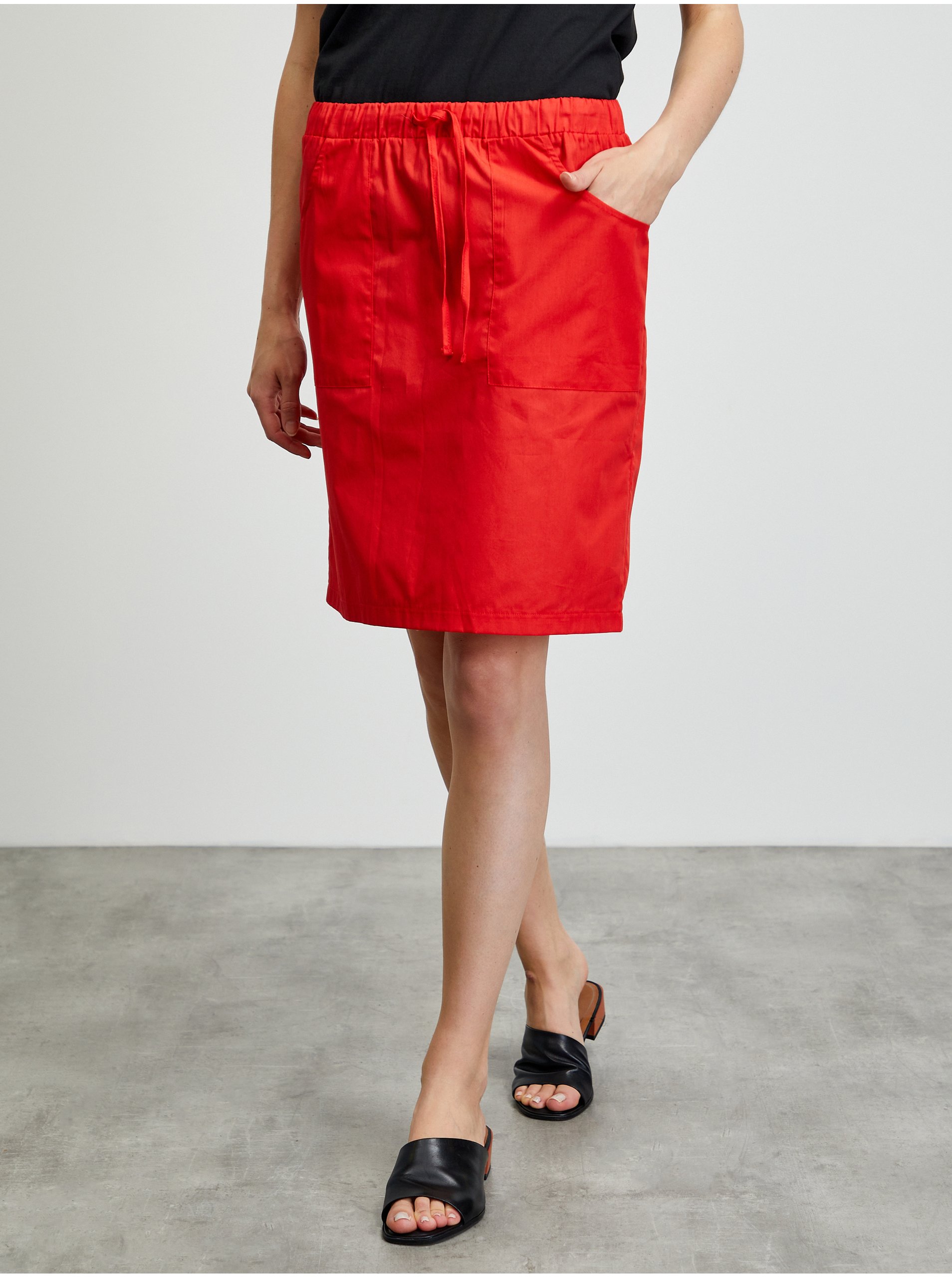 Levně Červená sukně s kapsami ZOOT.lab Zoe