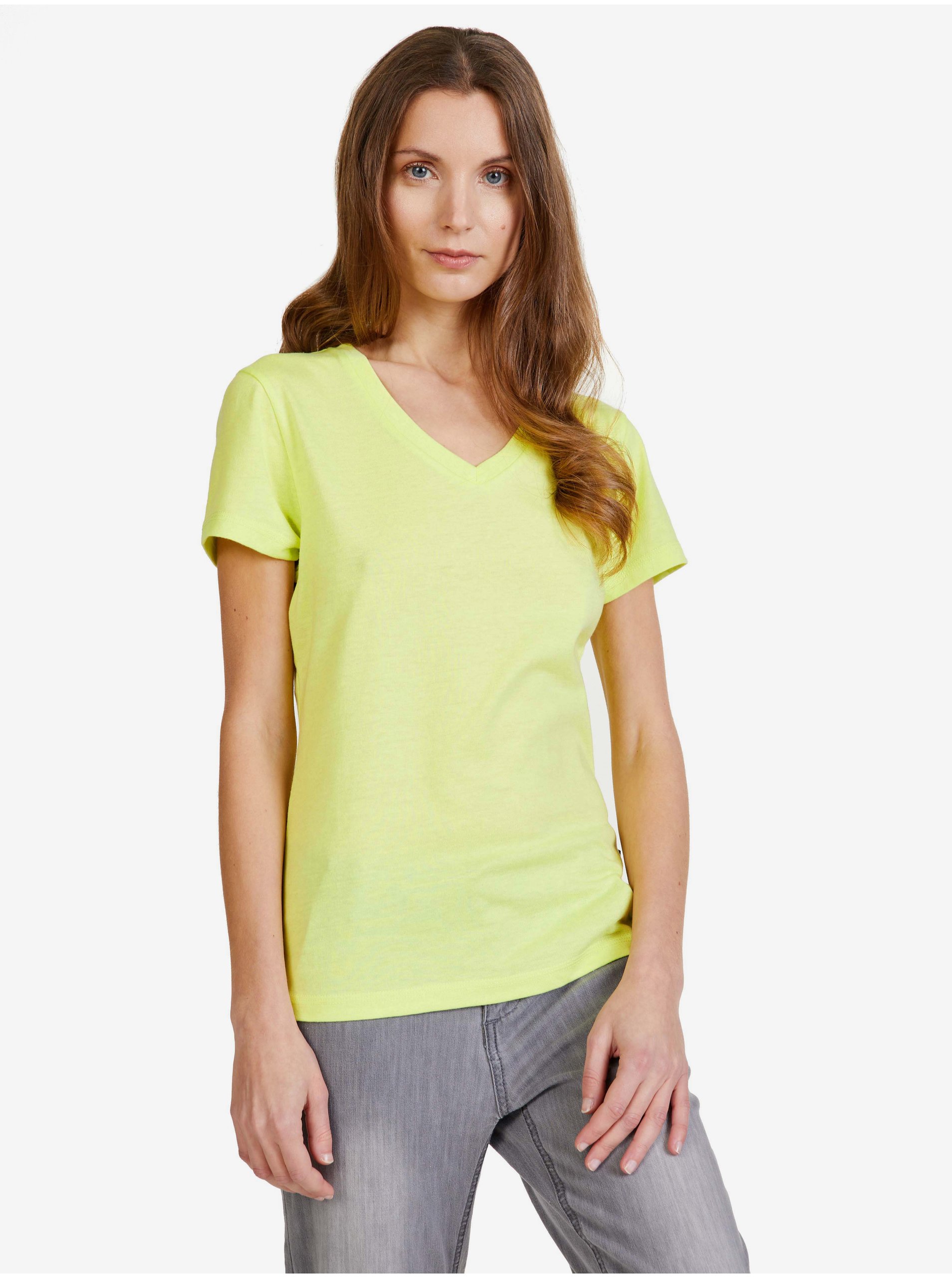 Levně Neonově žluté dámské tričko SAM 73 Claudia