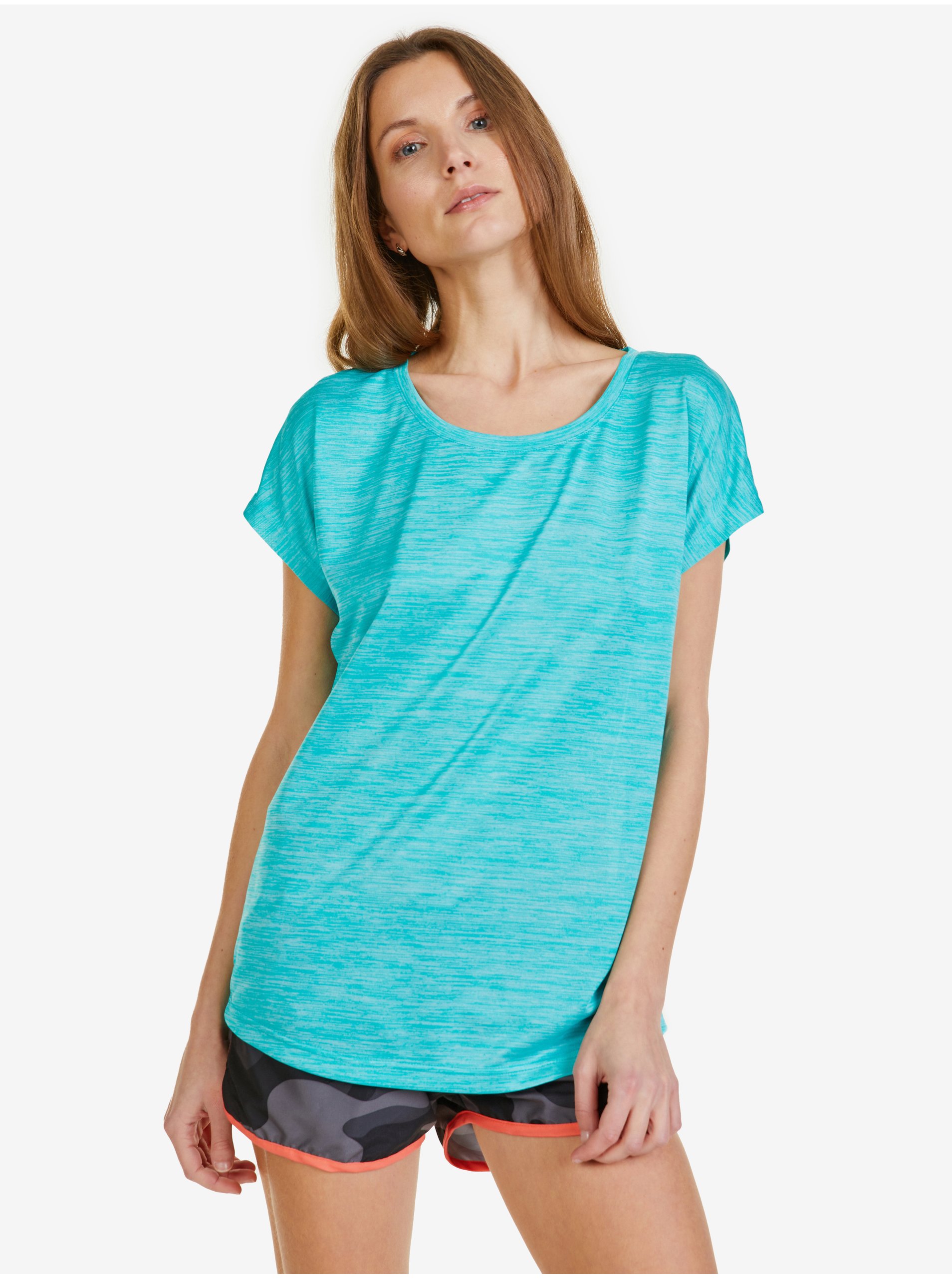 E-shop Tyrkysové dámské žíhané tričko SAM 73 Naska