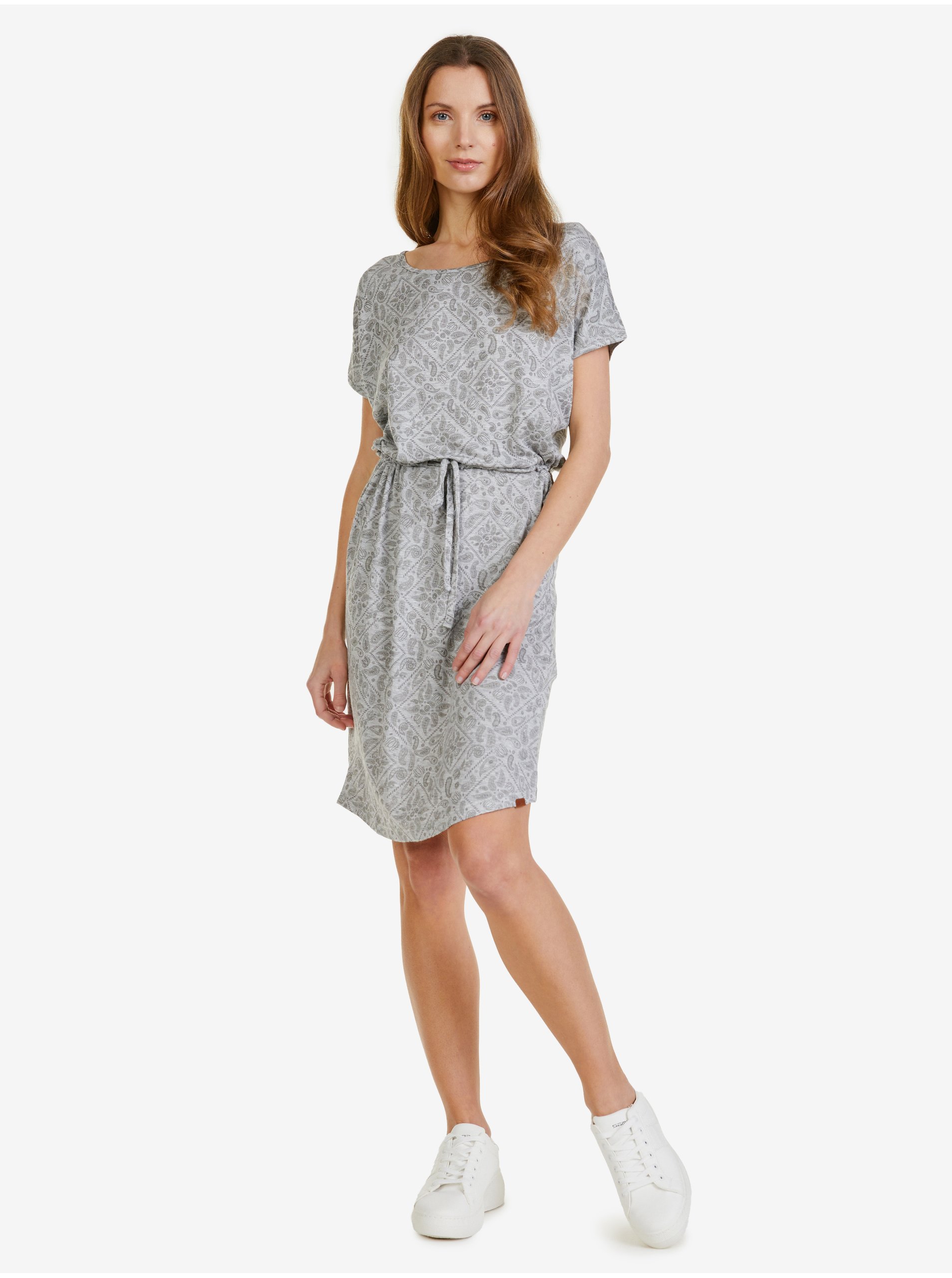 E-shop Světle šedé dámské vzorované šaty SAM 73 Odette