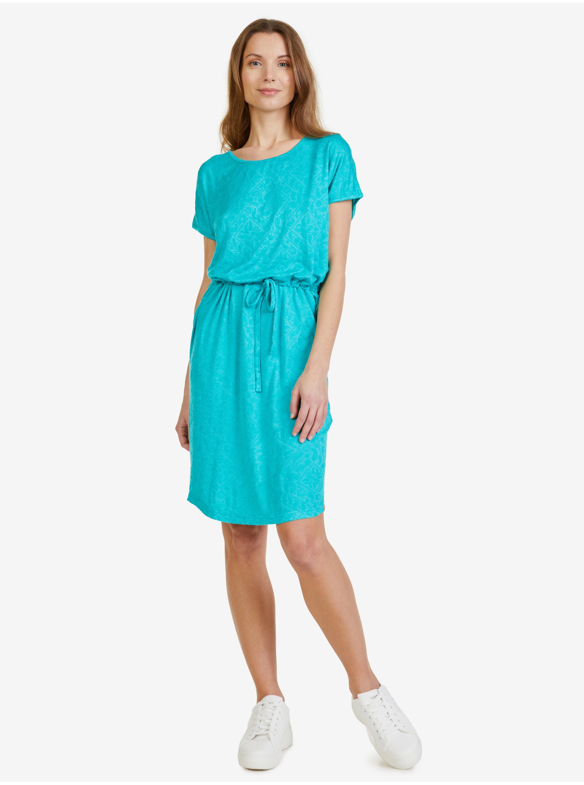 E-shop Tyrkysové dámské vzorované šaty SAM 73 Odette