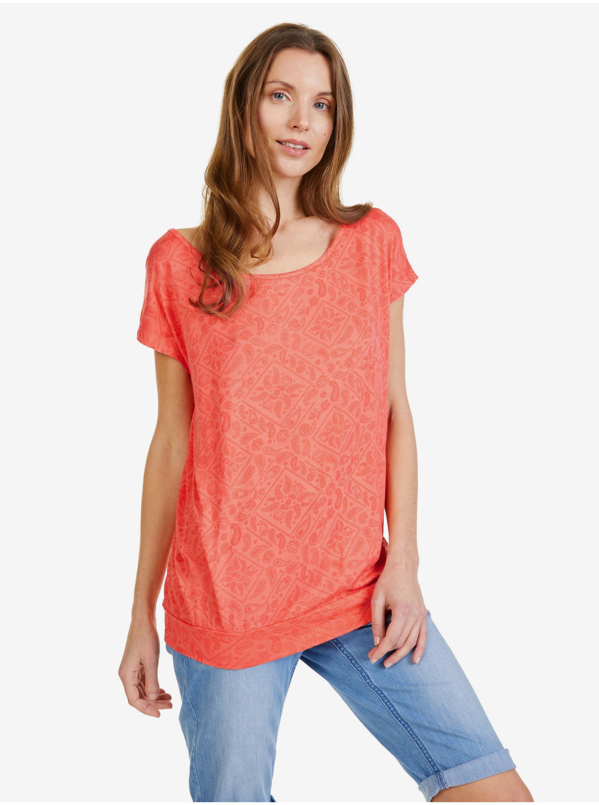 E-shop Koralové dámske vzorované tričko SAM 73 Cindy