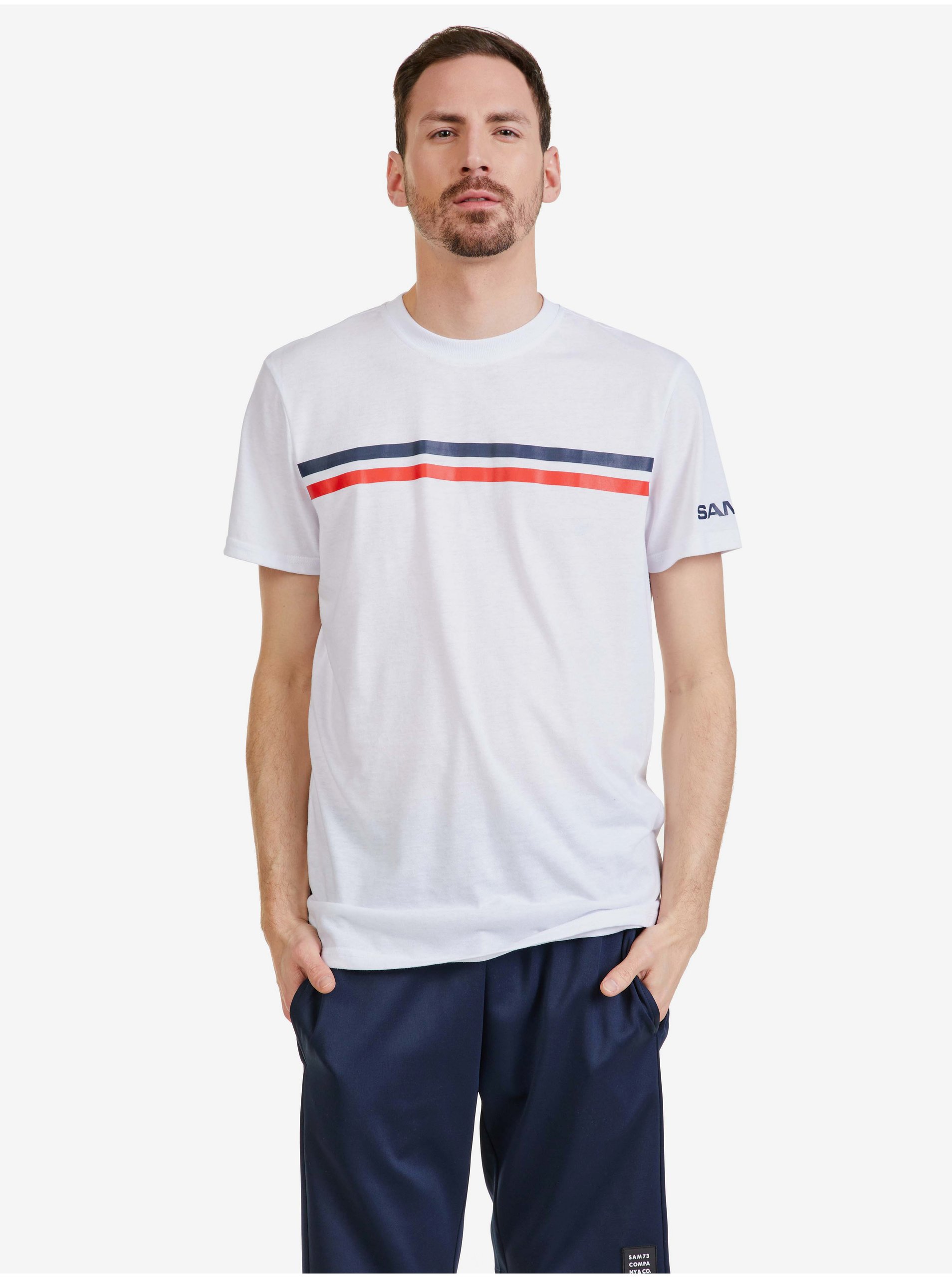 E-shop Bílé pánské tričko SAM 73 Larry