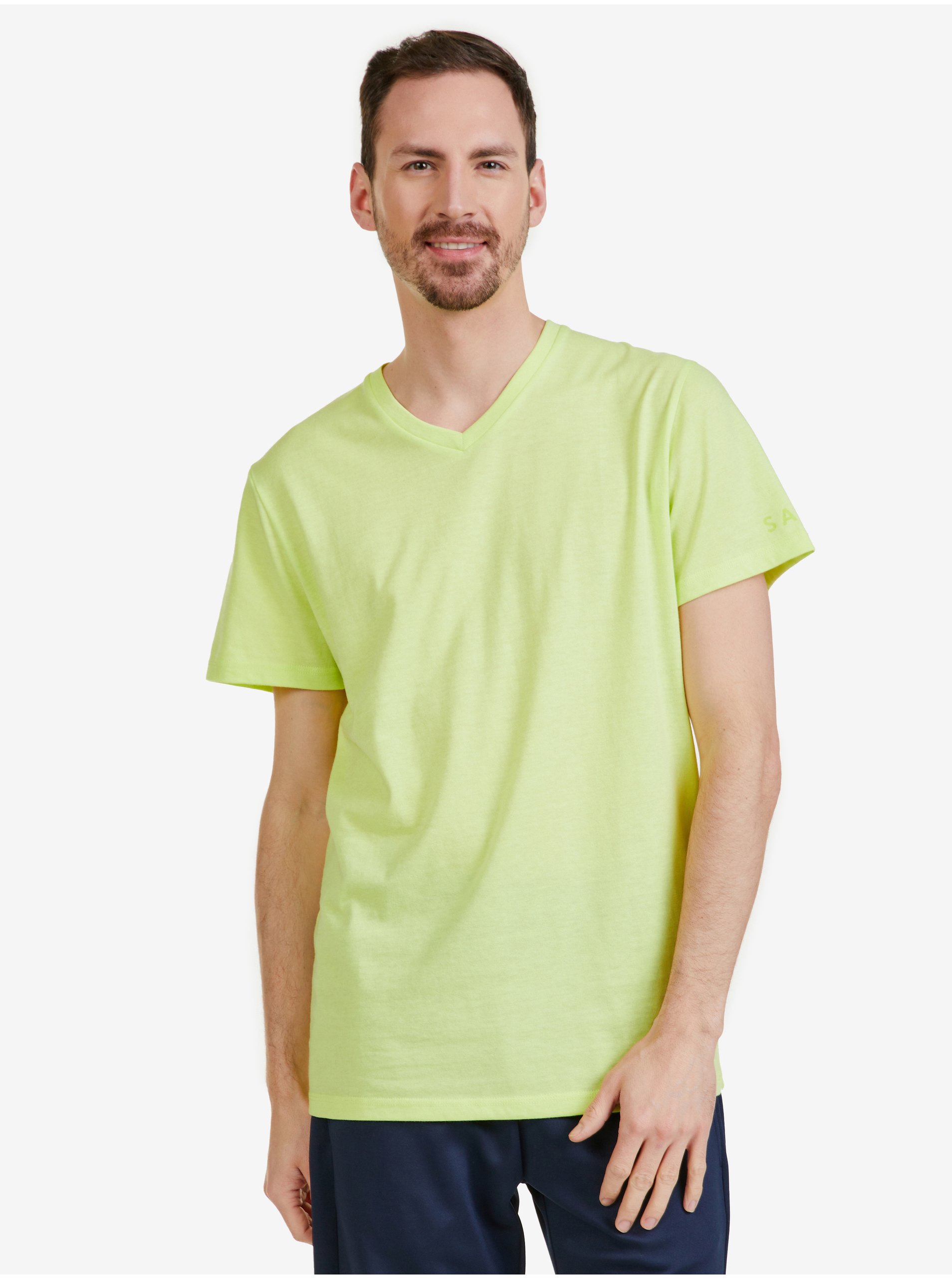 Levně Neonově žluté pánské tričko SAM 73 Leonard