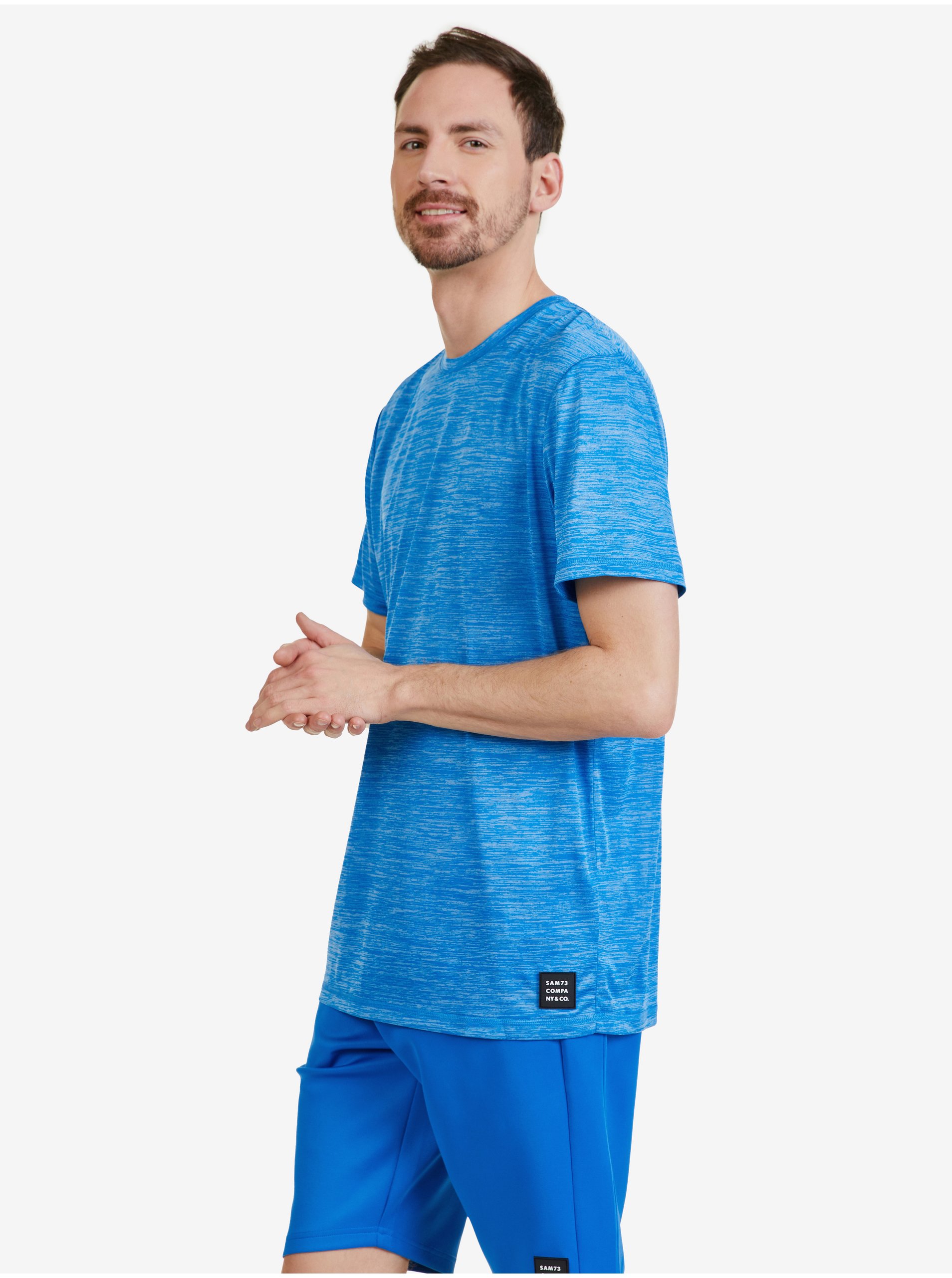 E-shop Pánské modré žíhané tričko SAM 73 Eugene