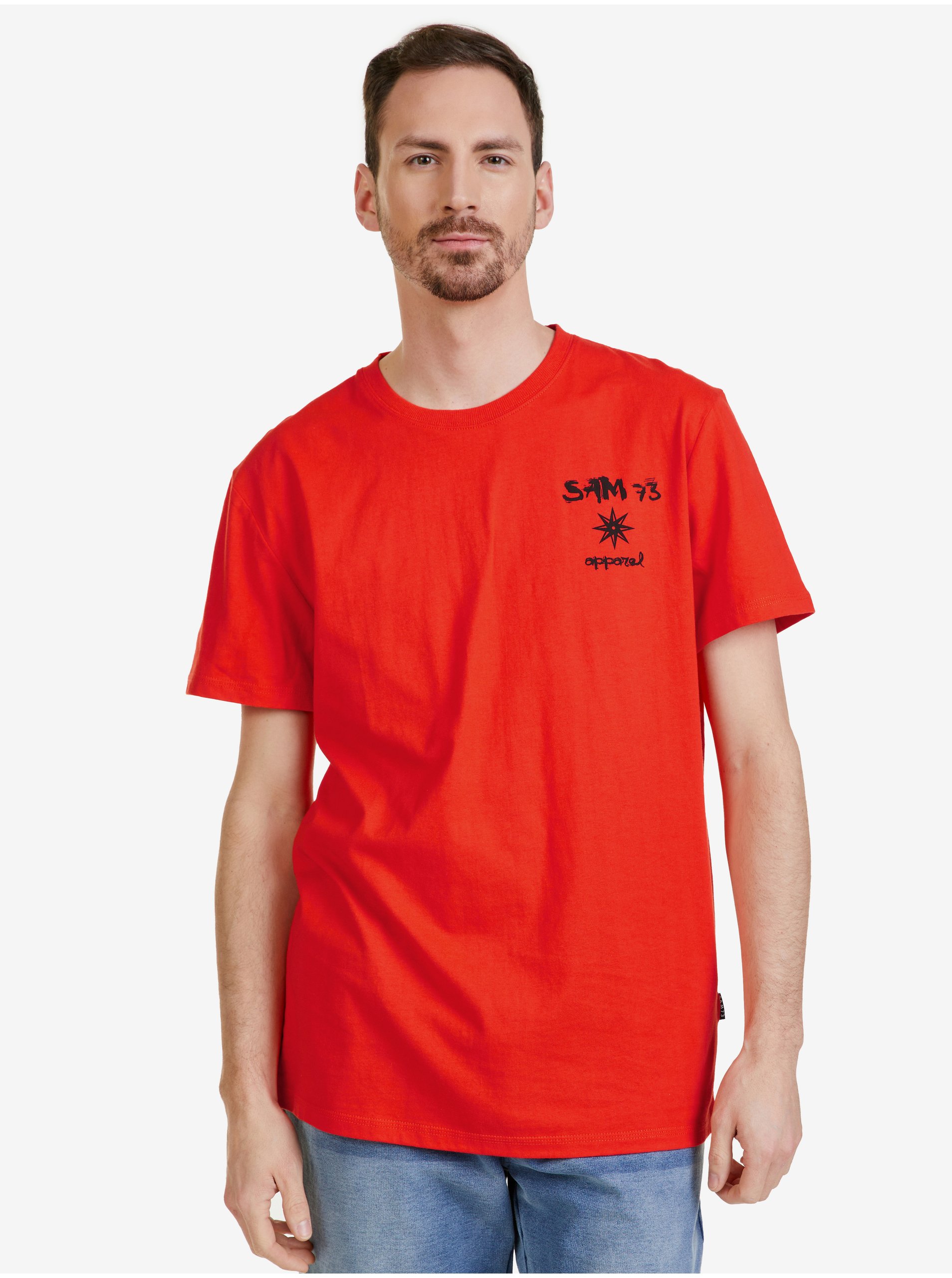 Lacno Červené pánske tričko SAM 73 Terence