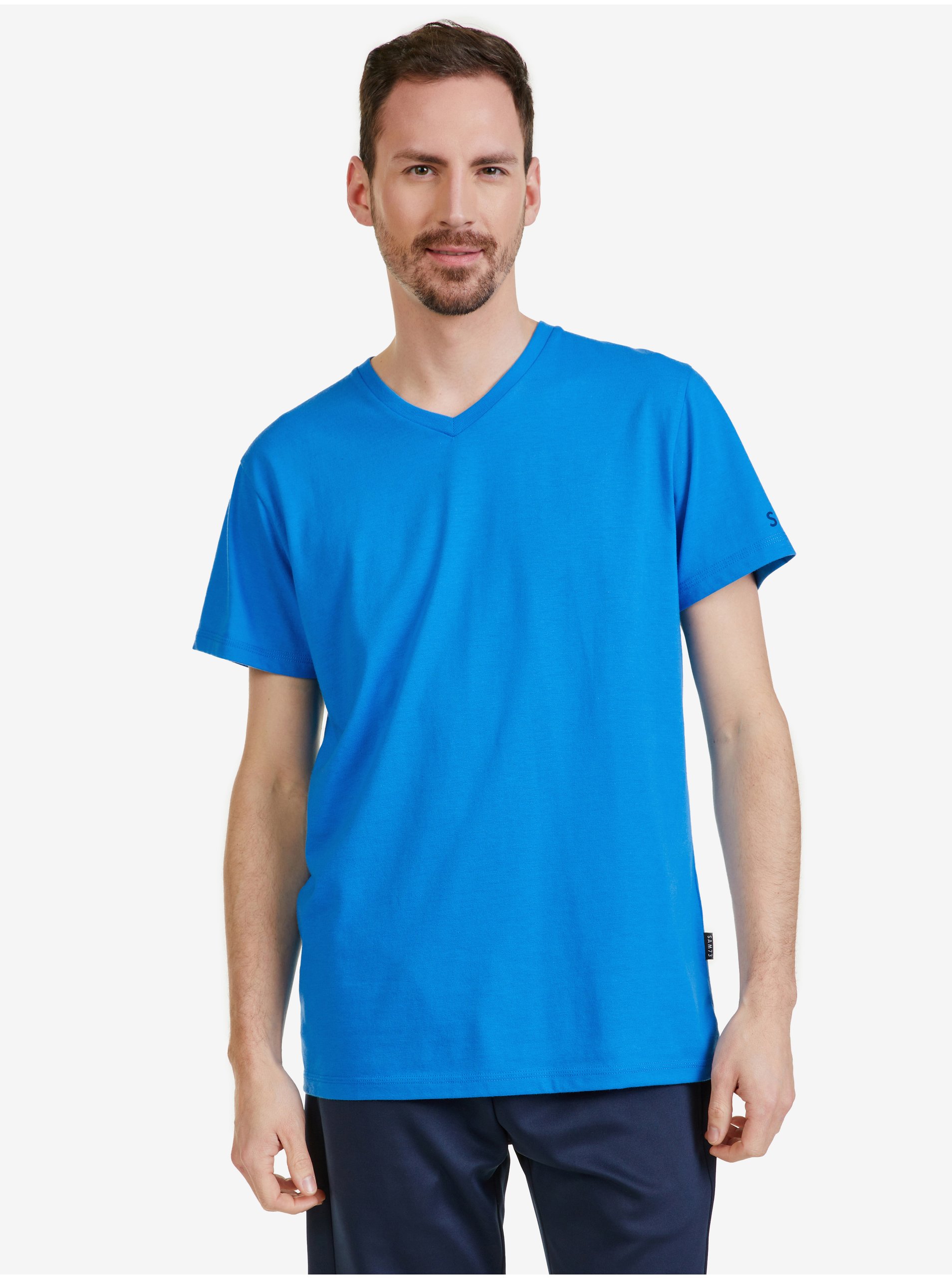 Lacno Modré pánske tričko SAM 73 Leonard