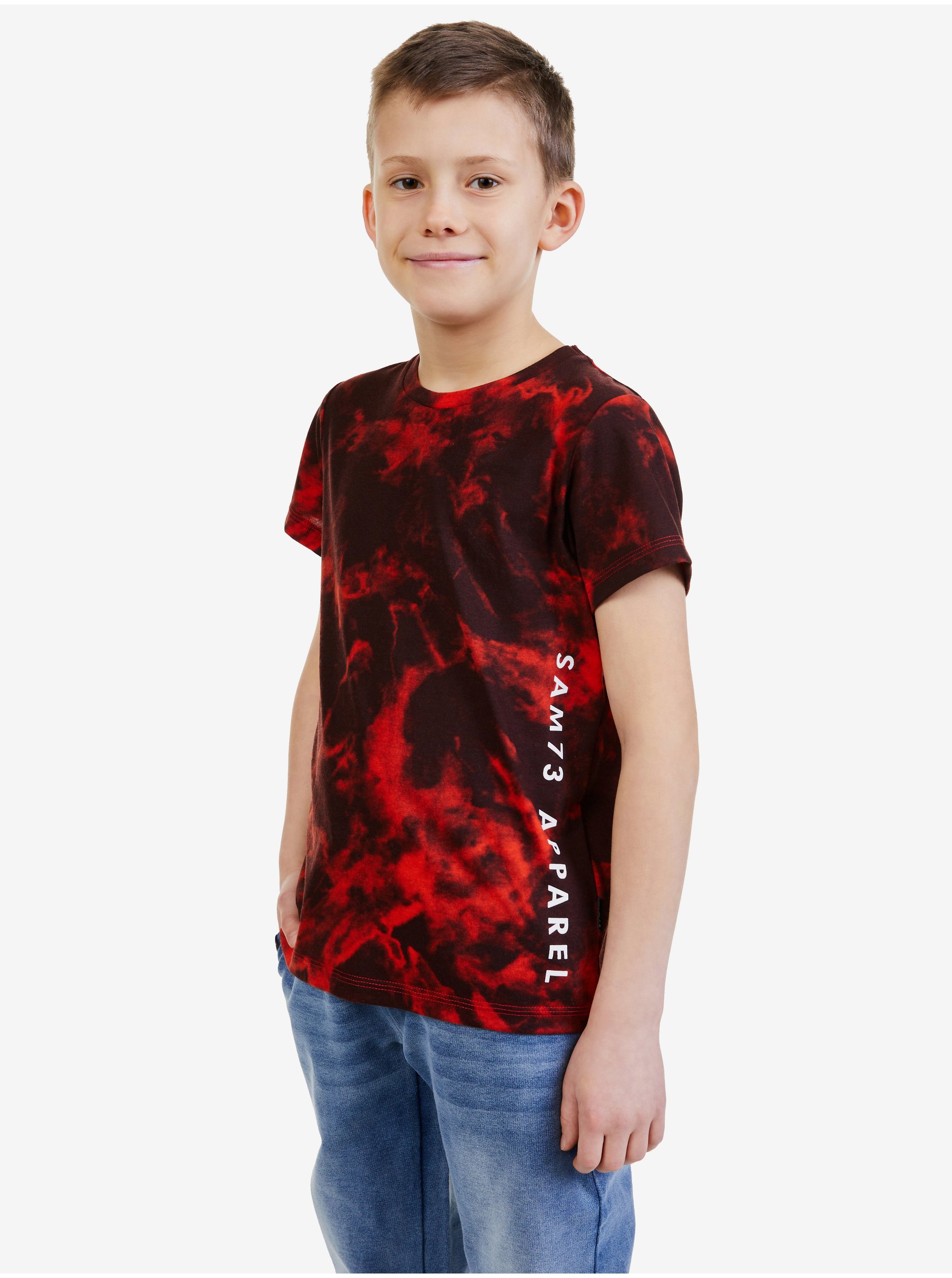 Lacno Červené chlapčenské vzorované tričko SAM 73 Sylvester