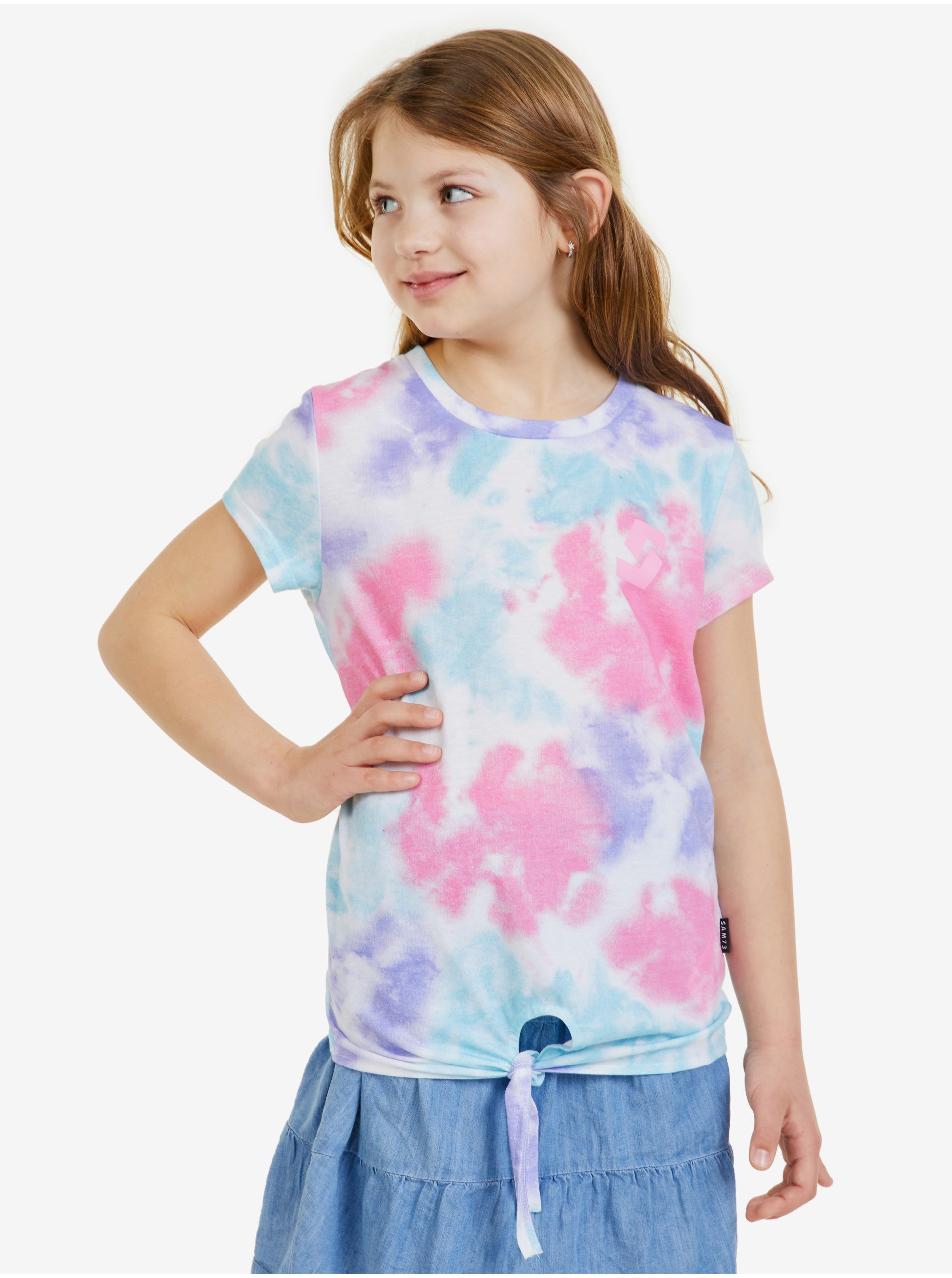 Lacno Modré dievčenské batikované tričko SAM 73 Regina