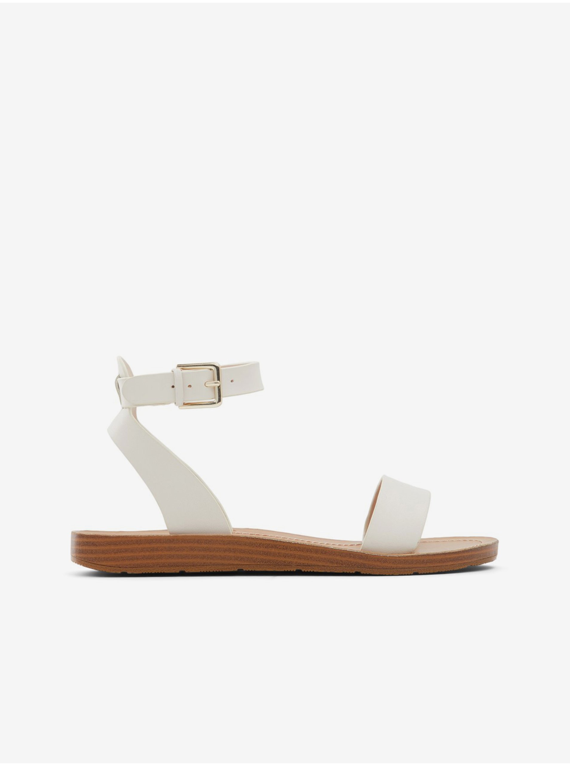 Lacno Biele dámske kožené sandále ALDO Kedaredia