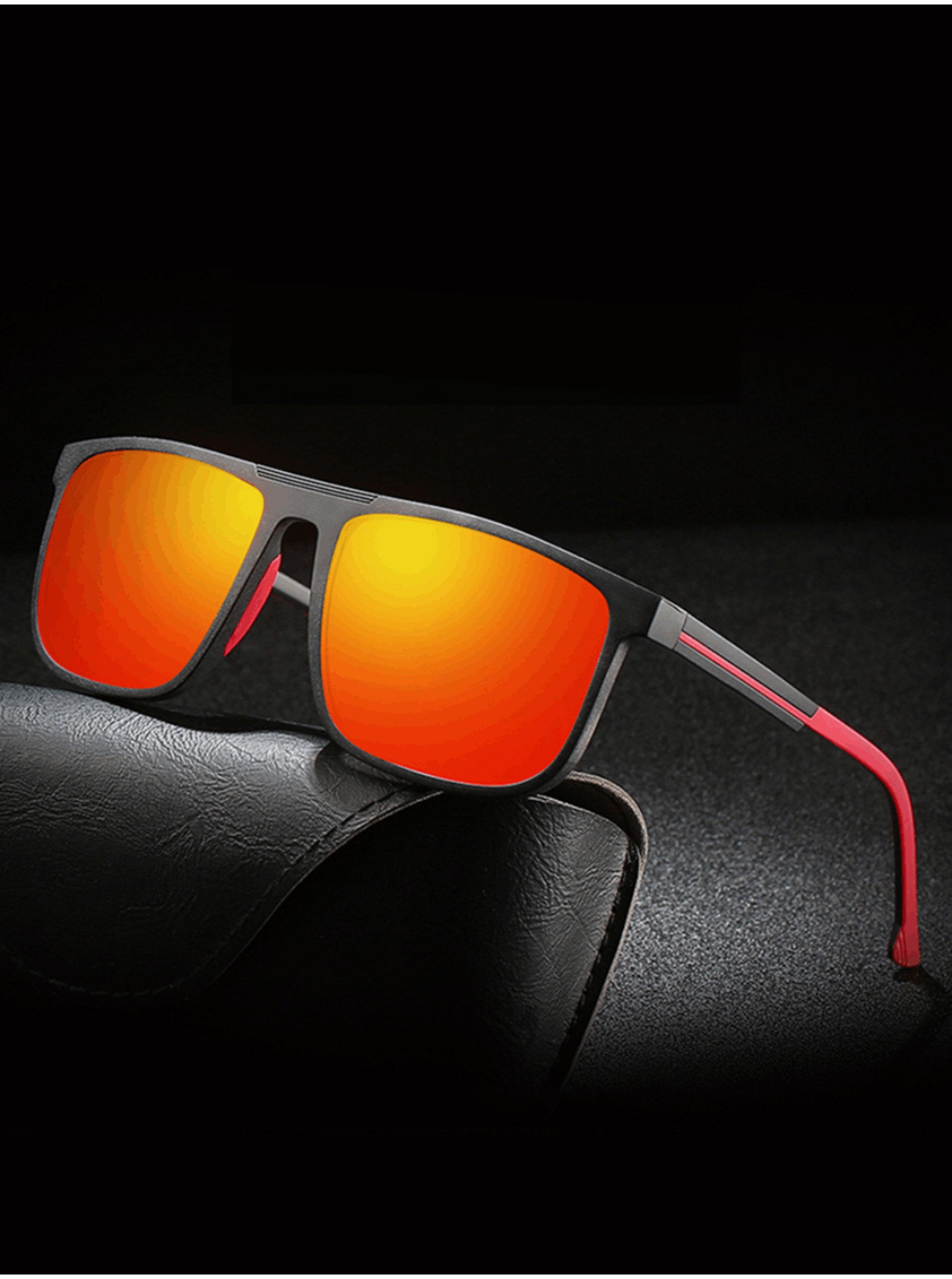 Levně Červeno-černé sportovní polarizační sluneční brýle VeyRey Rill