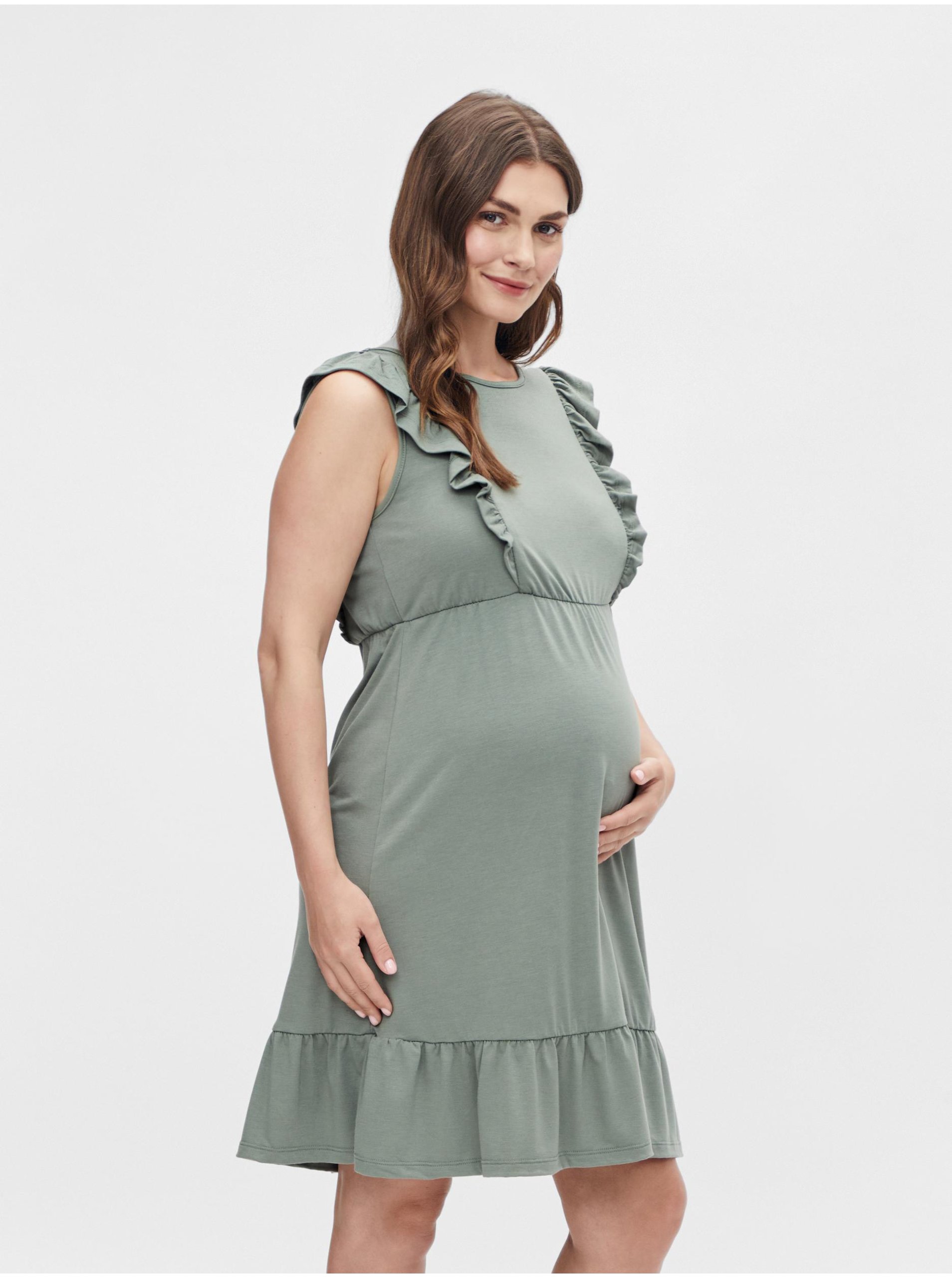 E-shop Kaki tehotenské šaty s výstrihom na chrbte Mama.licious Roberta
