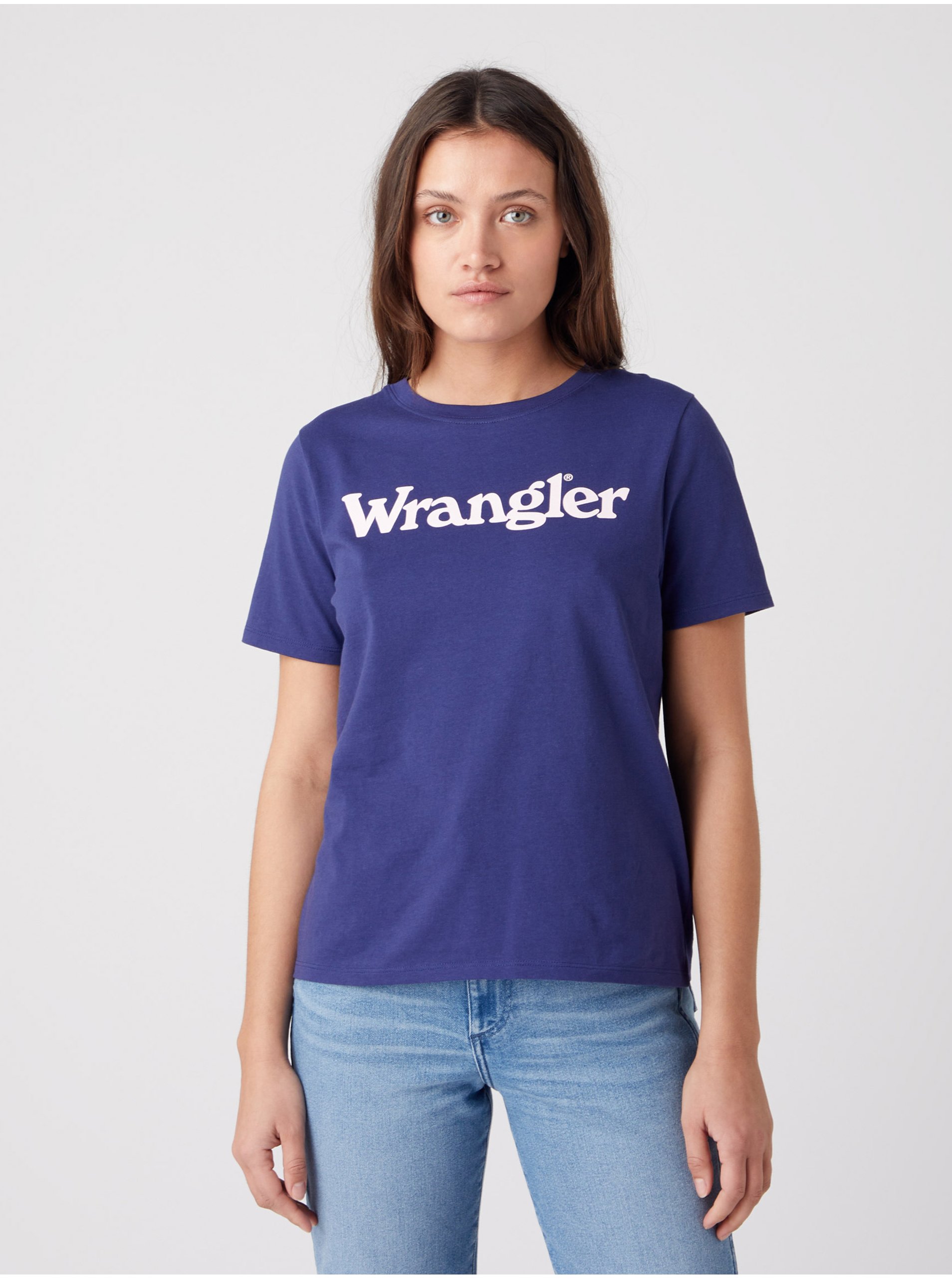 Levně Tmavě modré dámské tričko Wrangler