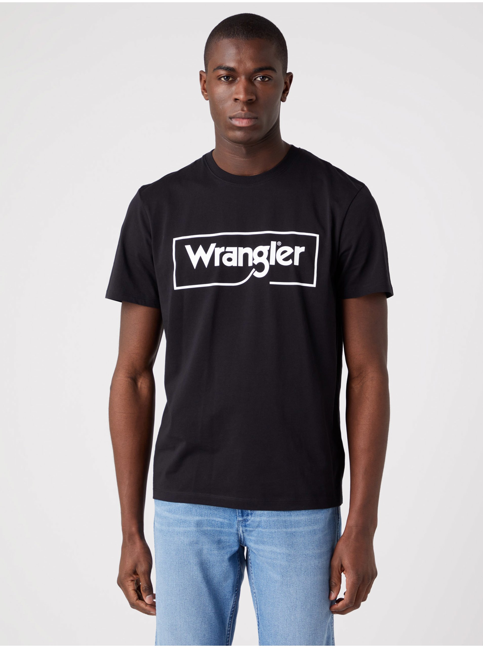 Lacno Čierne pánske tričko Wrangler