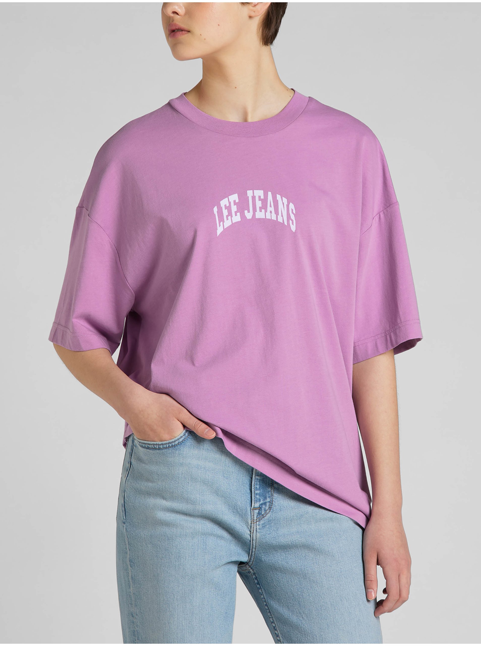 Lacno Ružové dámske oversize tričko Lee