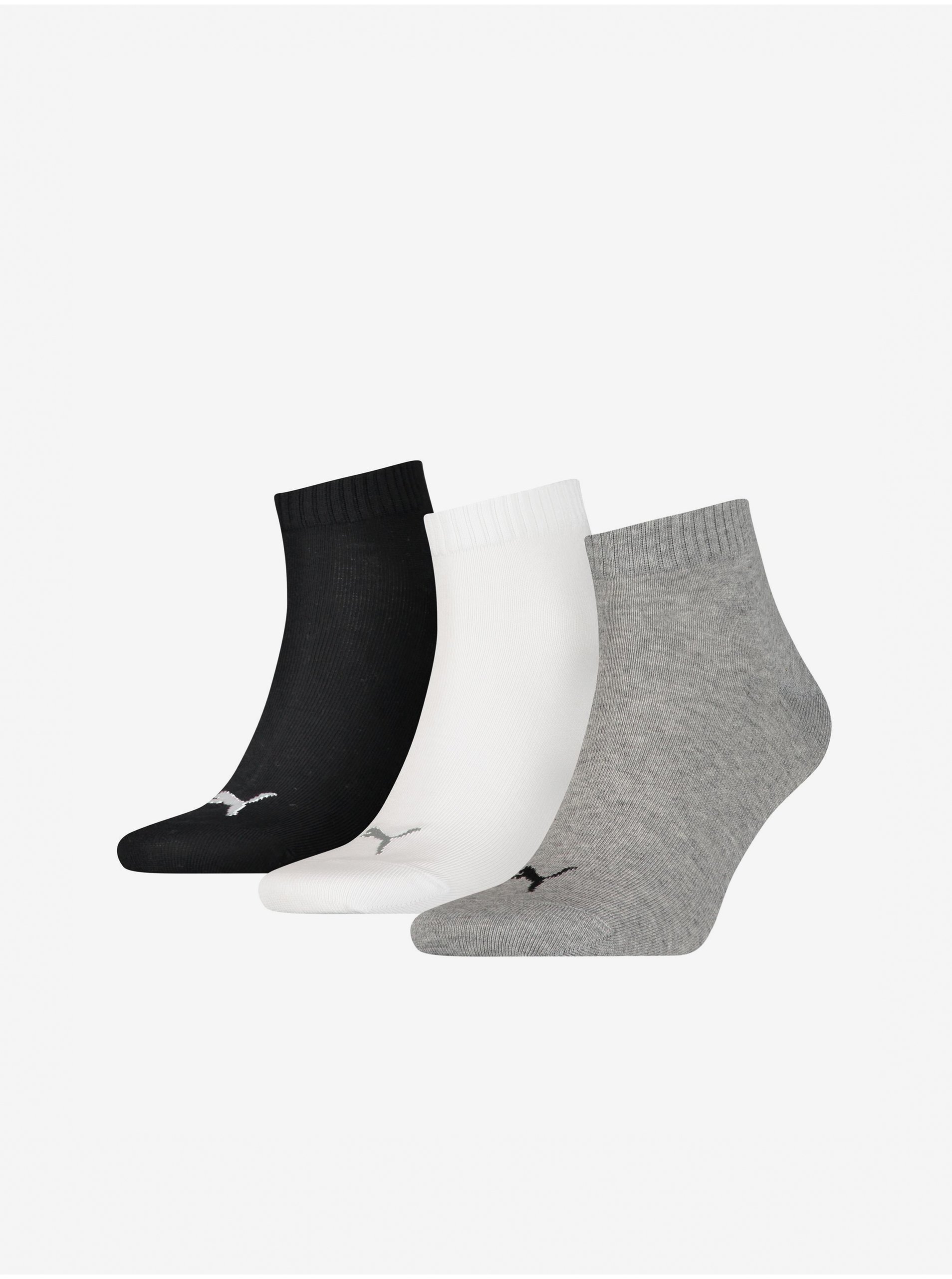 Set of three pairs of socks in gray, white and black Puma - Men