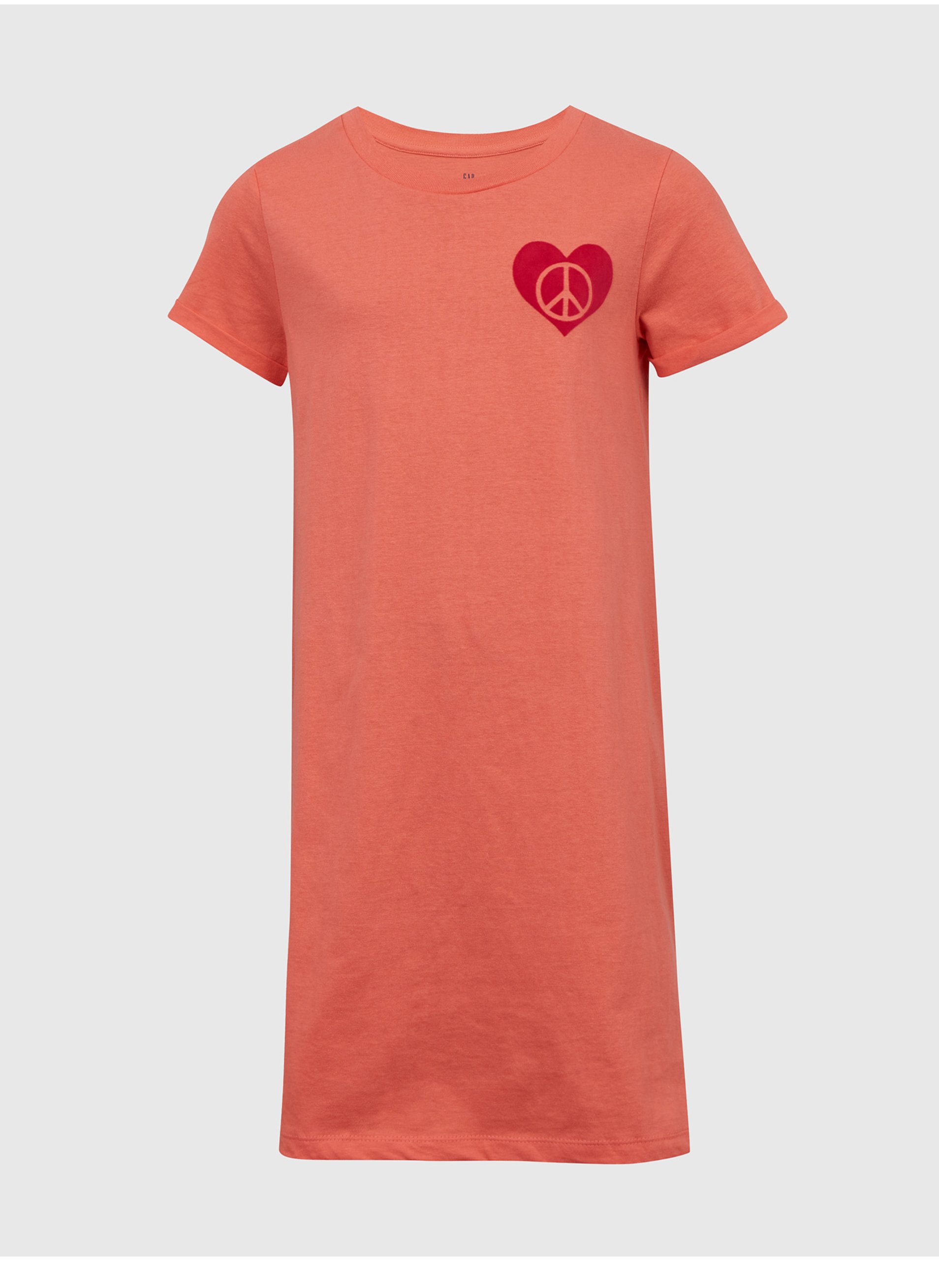 Levně Růžové holčičí tričkové šaty GAP