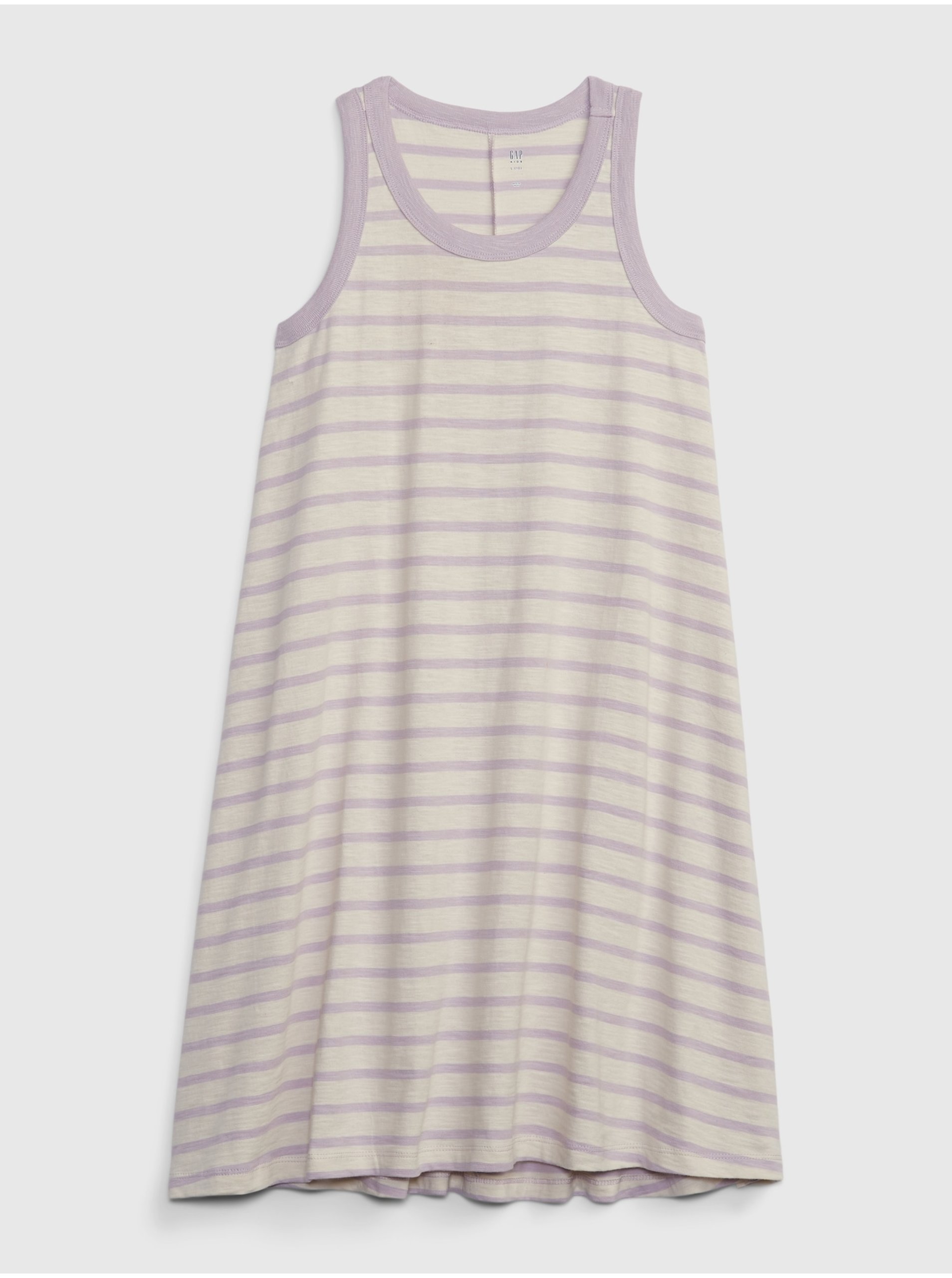 Lacno Krémovo-fialové dievčenské pruhované šaty GAP