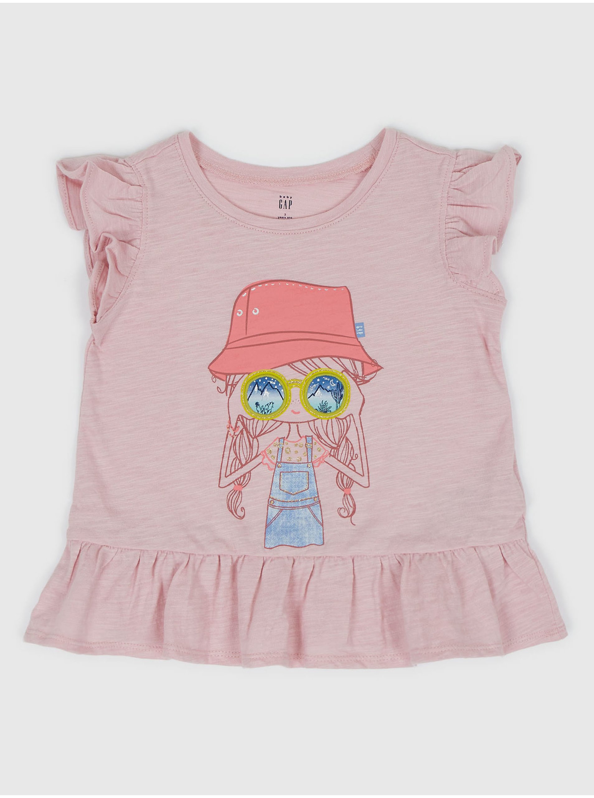 Lacno Ružové dievčenské tričko s potlačou GAP