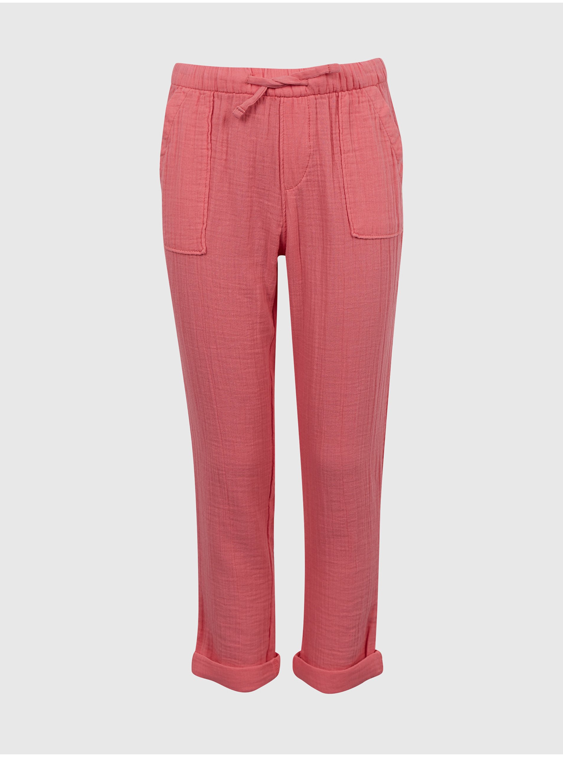 Levně Růžové holčičí kalhoty s pružným pasem GAP