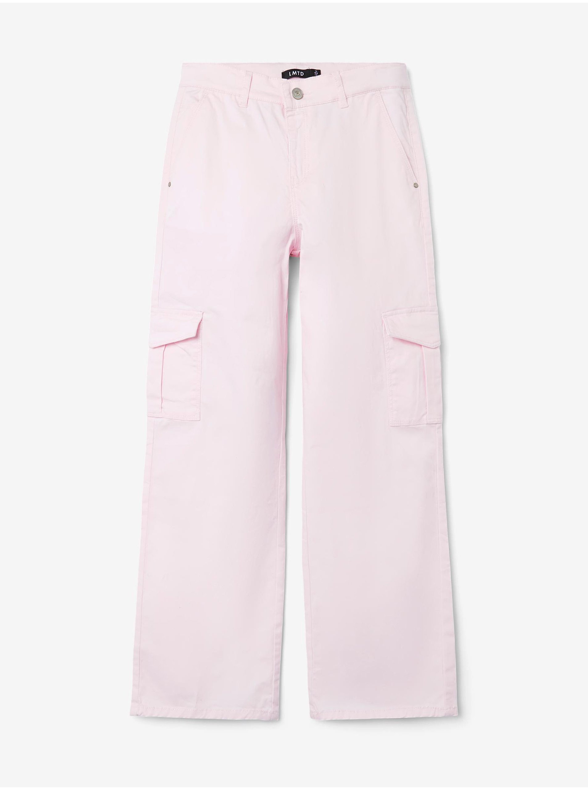 Levně Světle růžové holčičí široké kalhoty s kapsami LIMITED by name it Hilse