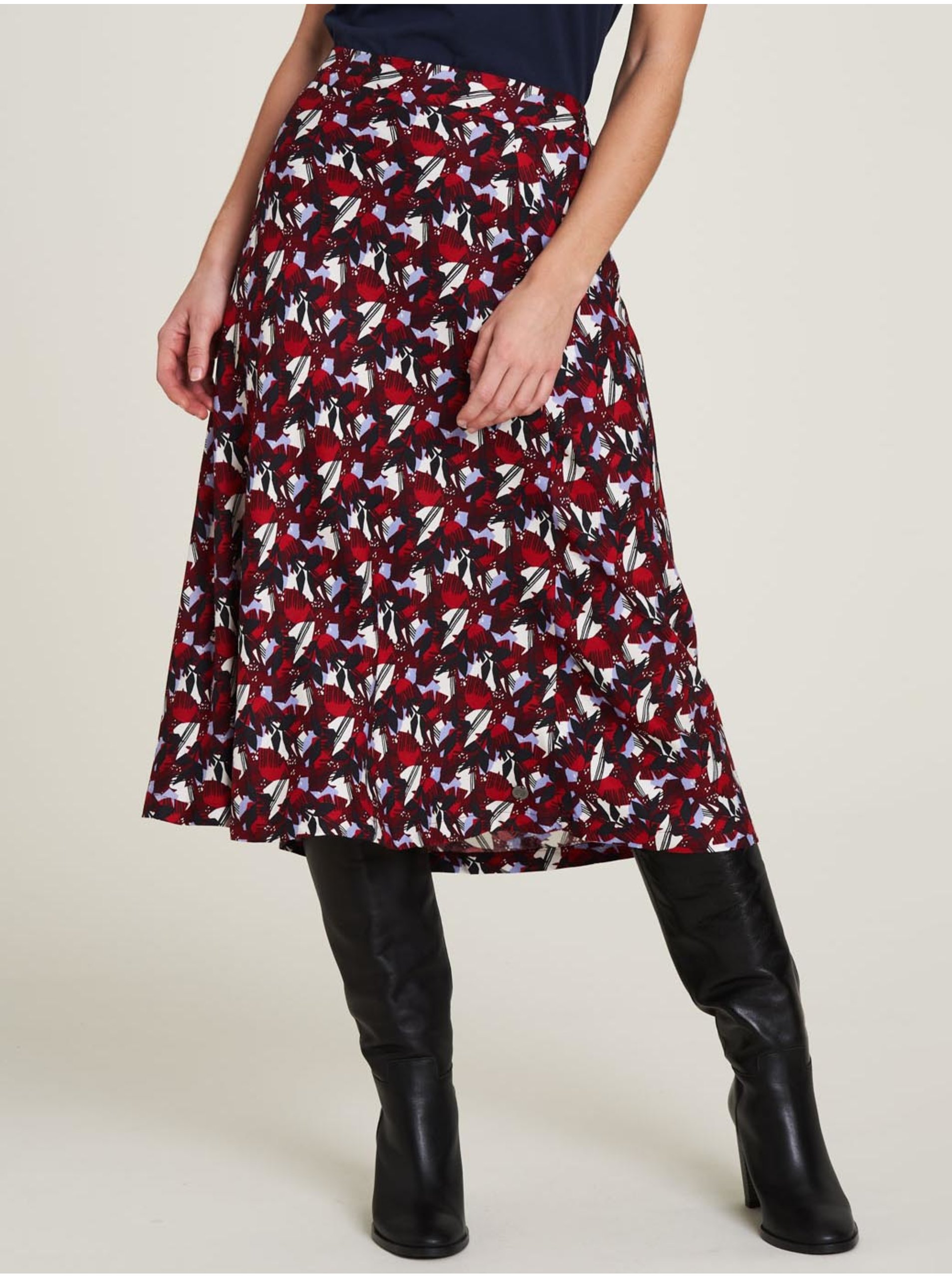 Lacno Červená vzorovaná midi sukňa Tranquillo