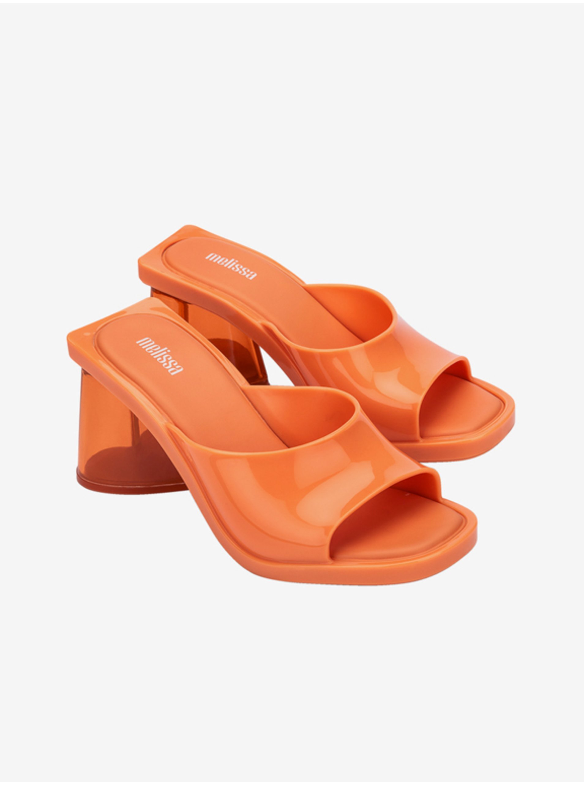 Levně Oranžové pantofle na podpatku Melissa Candy