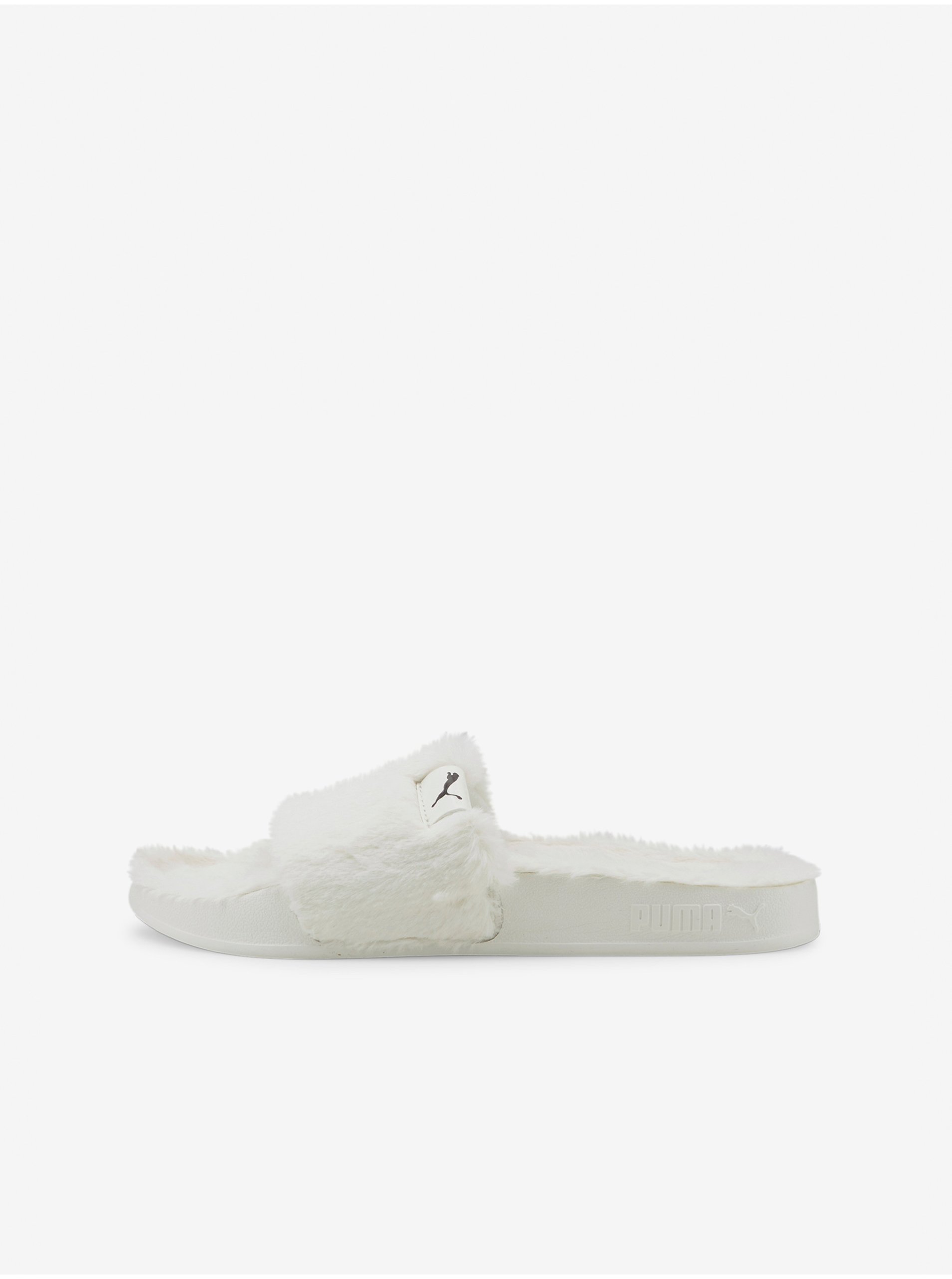 E-shop Bílé dámské pantofle s umělým kožíškem Puma
