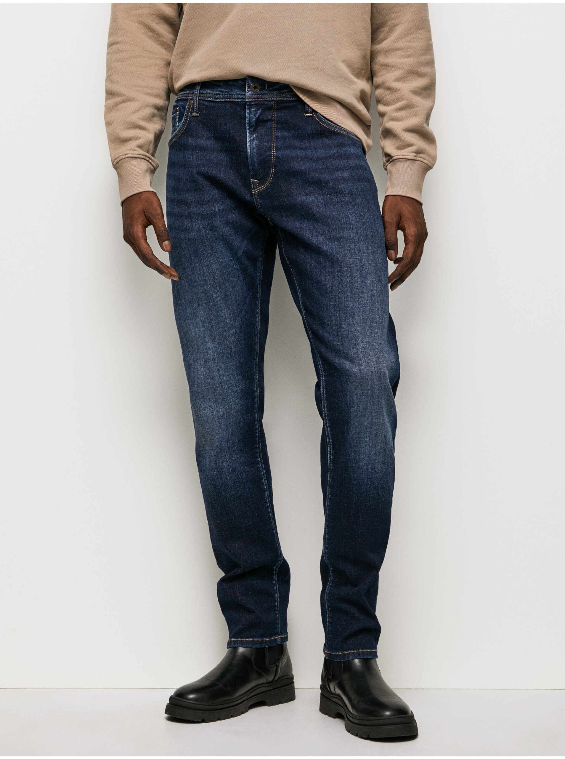 Lacno Tmavomodré pánske straight fit rifle Pepe Jeans Stanley