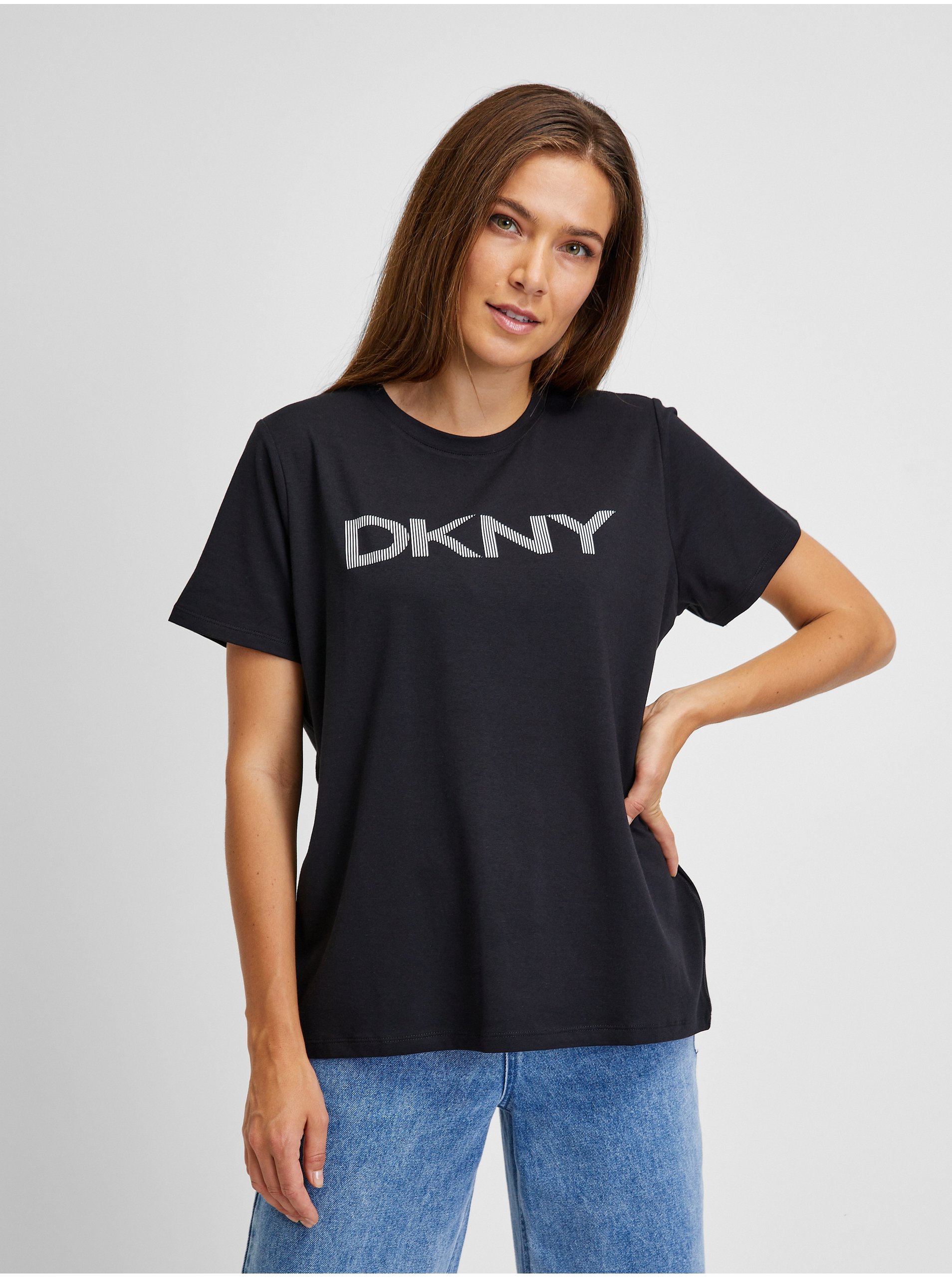 Lacno Čierne dámske tričko DKNY